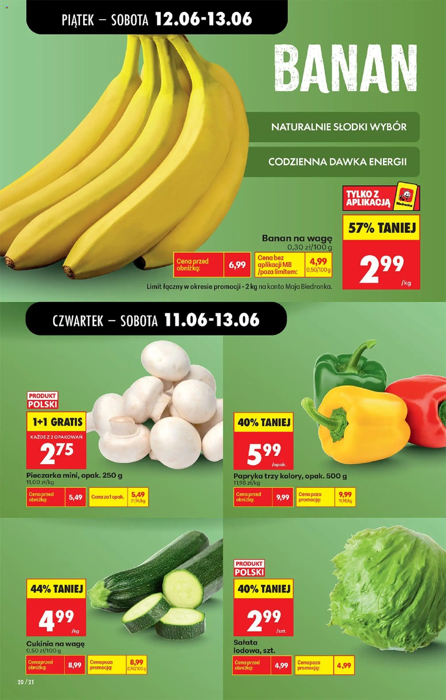 Biedronka gazetka od czwartku od 11.06.2026 | Strona: 22 | Produkty: Bell, Papryka, Cukinia, Banan