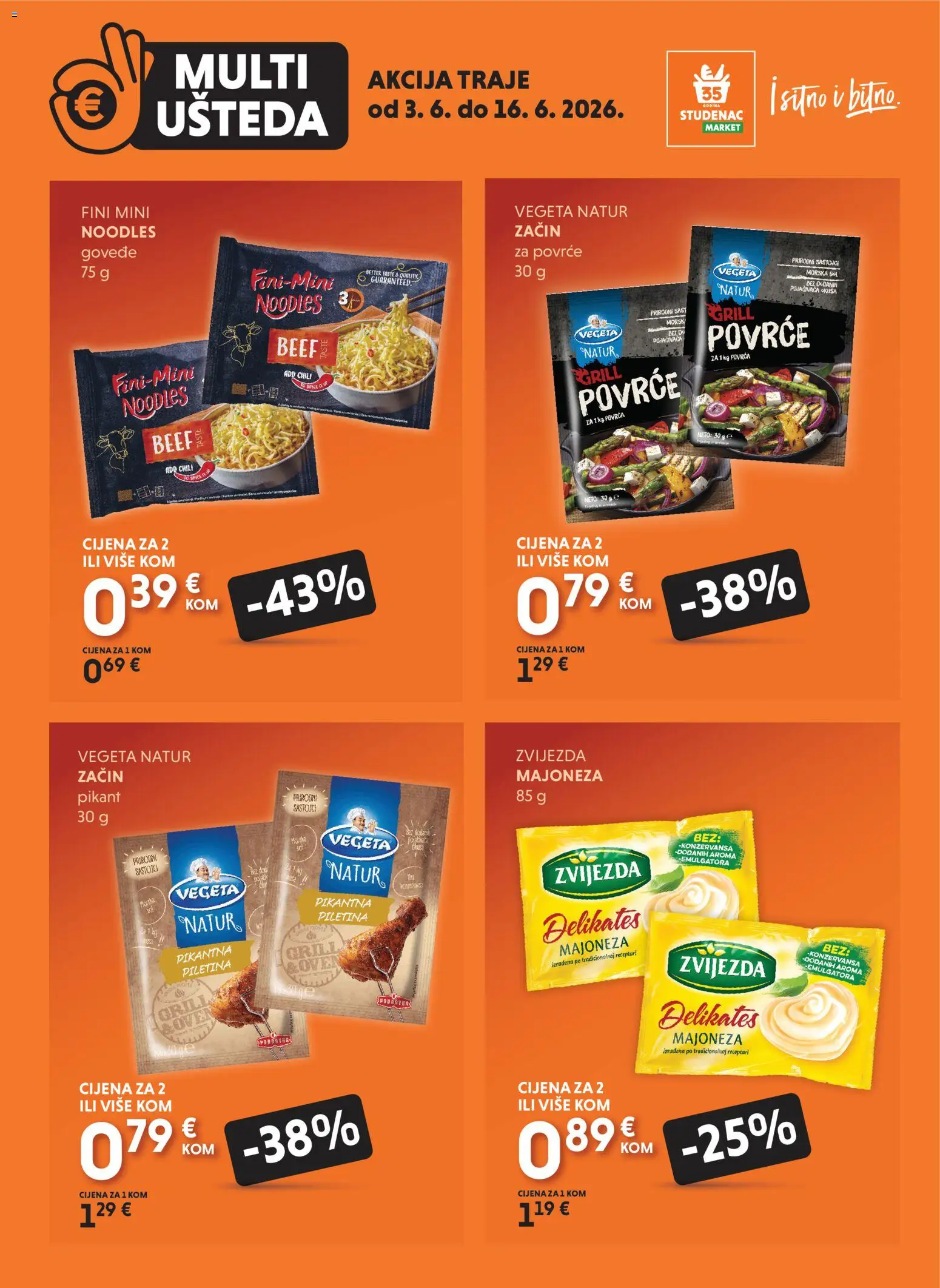 Studenac katalog | vrijedi od 03.06.2026 | Stranica: 5 | Proizvodi: Piletina, Povrće, Majoneza, Vegeta
