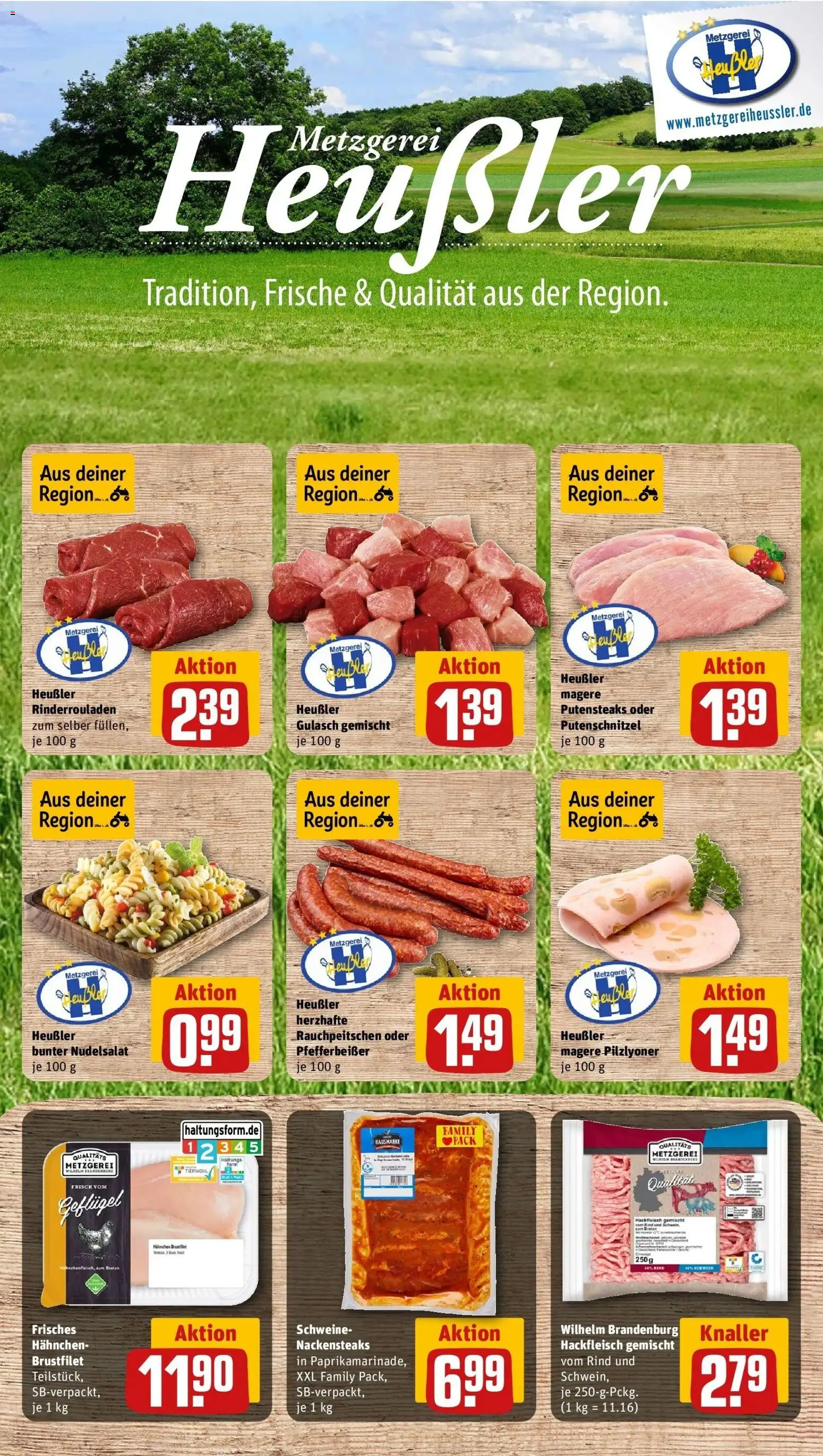 Rewe Prospekt Dornstadt – gültig ab 27.07.2026 | Seite: 8 | Produkte: Rinderrouladen, Hahnchen, Putenschnitzel, Hackfleisch