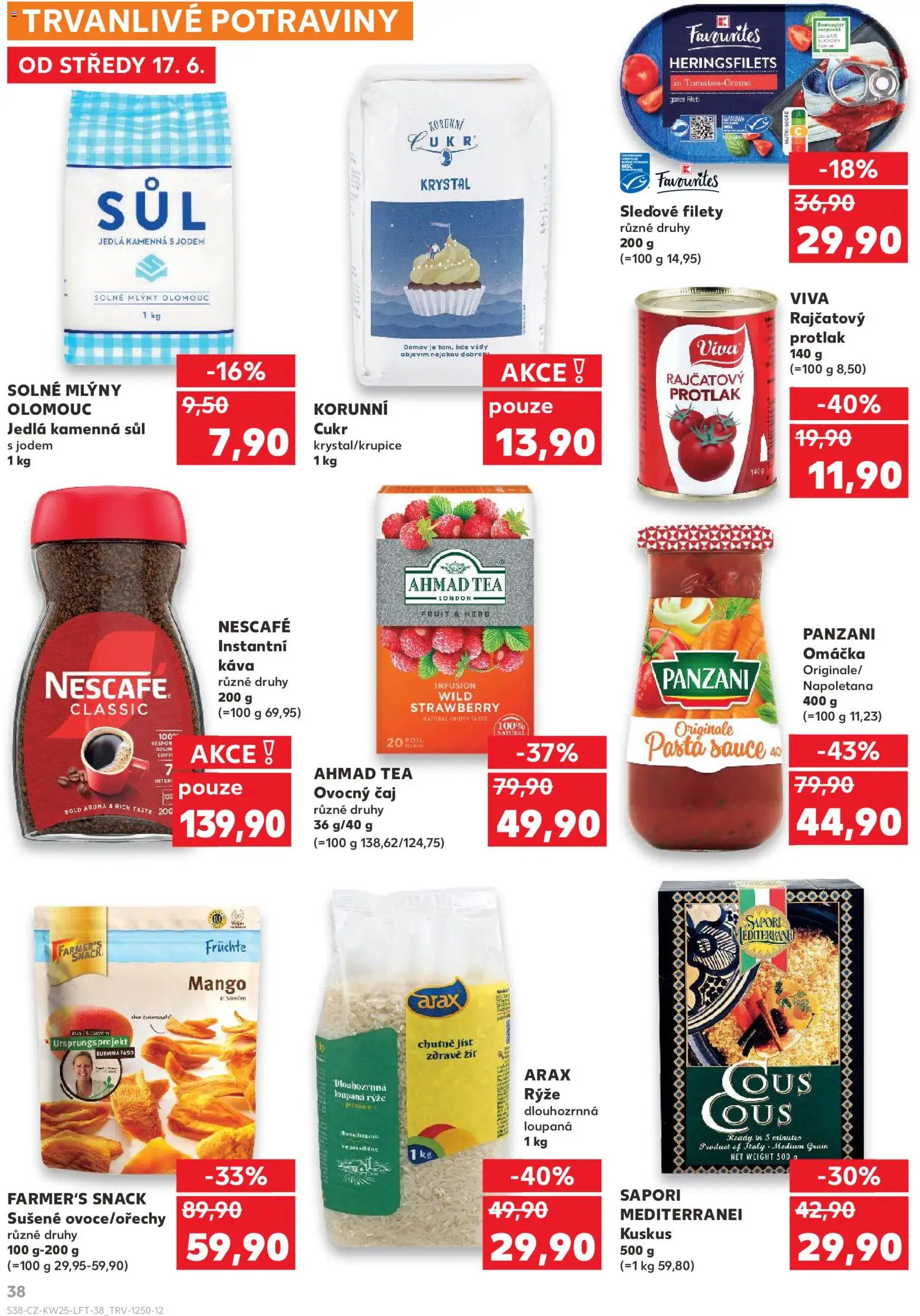 Kaufland leták - Plzeň od 17.06.2026 | Strana: 38 | Produkty: Čaj, Kuskus, Ahmad tea, Potraviny