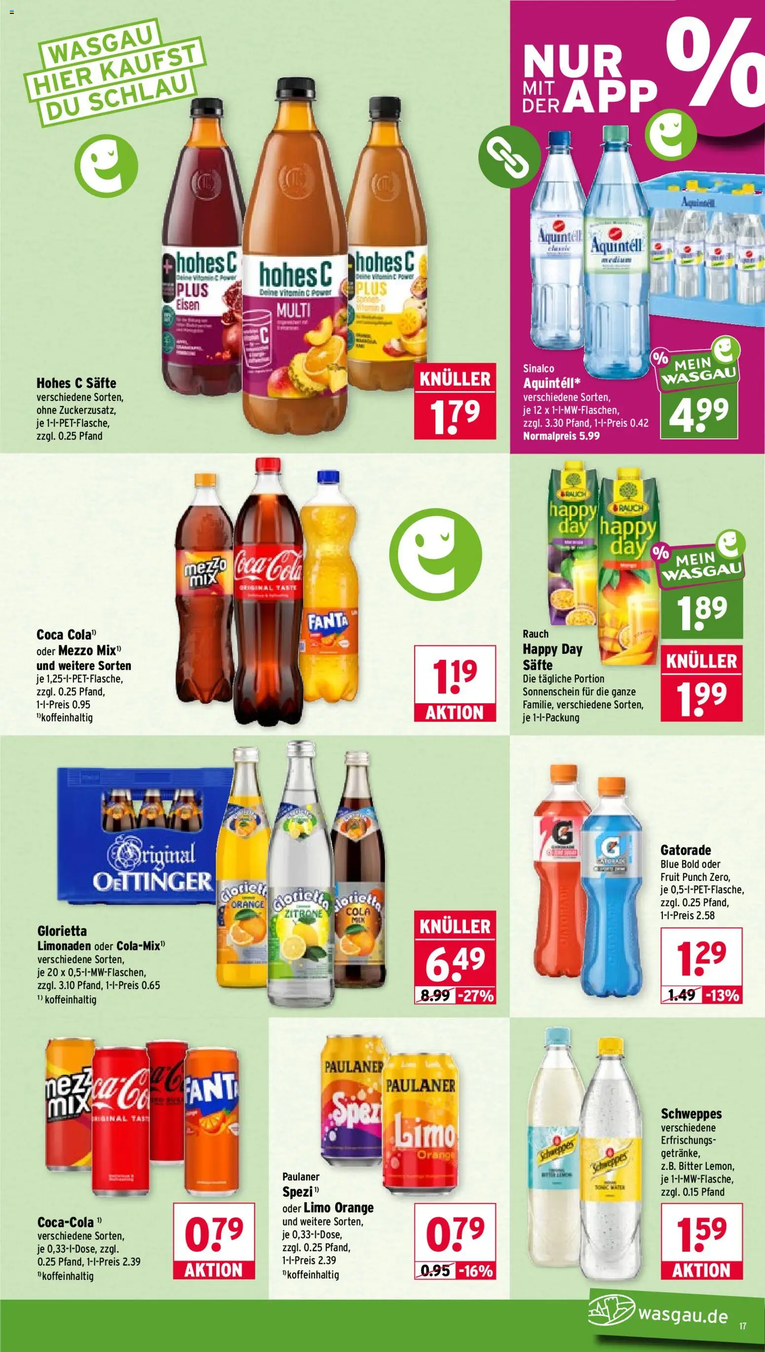Wasgau Prospekt – gültig ab 13.07.2026 | Seite: 17 | Produkte: Fanta, Zitrone, Hohes c, Paulaner