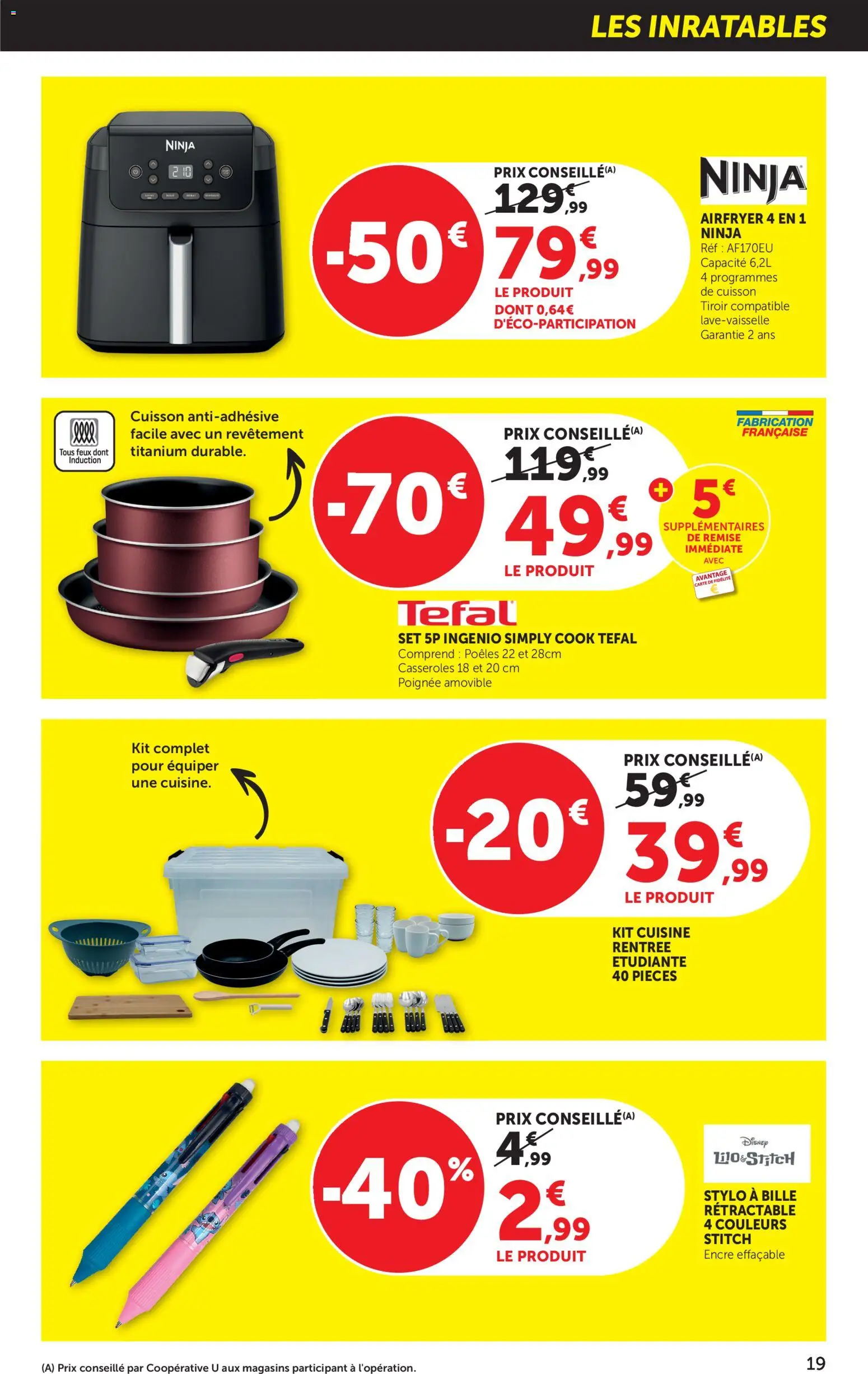 {H1} | Page: 19 | Produits: Casseroles, Stylo, Tefal