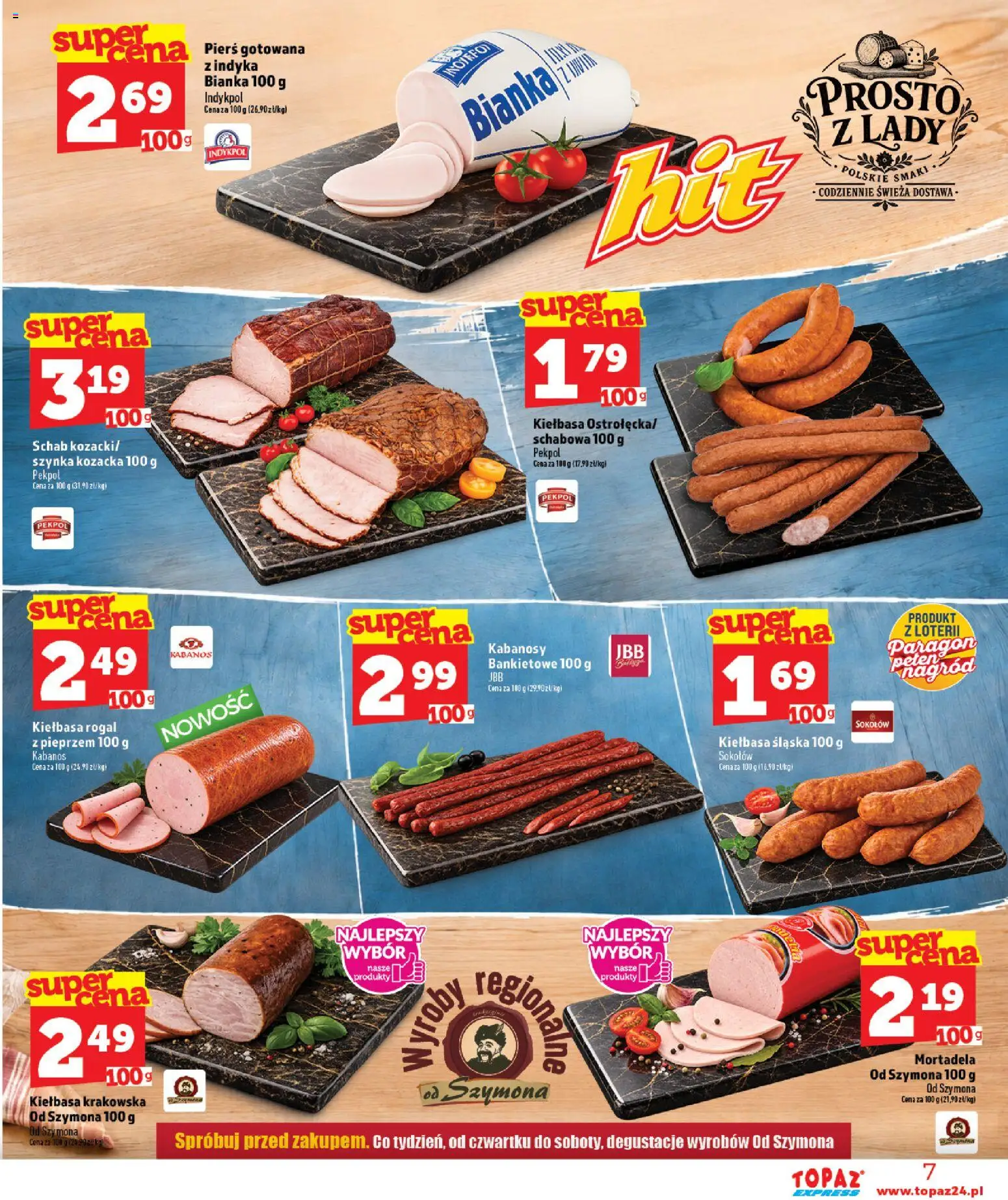 Topaz gazetka - Express od 17.09.2026 | Strona: 7 | Produkty: Szynka, Kabanos, Kiełbasa krakowska, Kiełbasa śląska