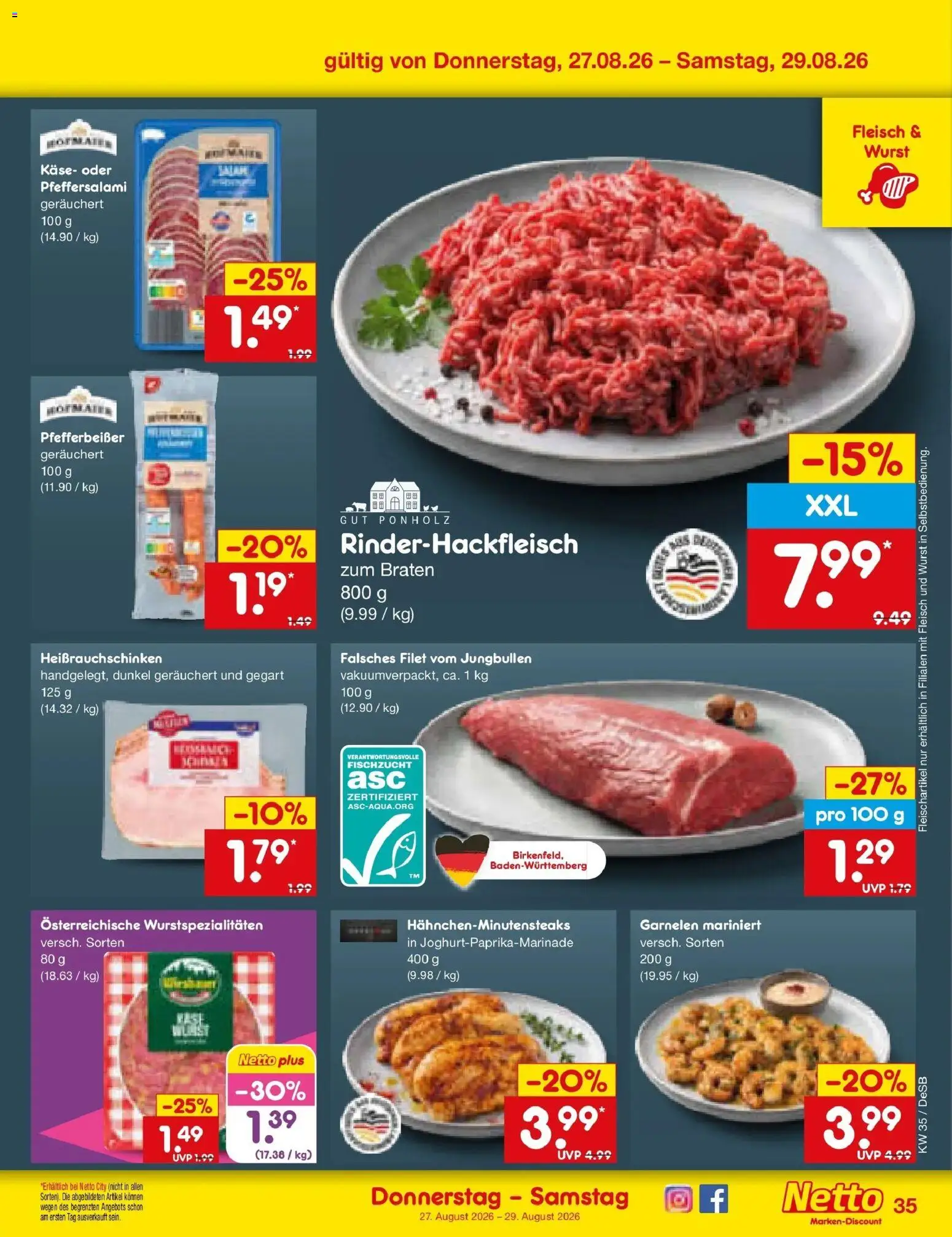 Netto Marken-Discount Prospekt Waiblingen-Bittenfeld – gültig ab 24.08.2026 | Seite: 49 | Produkte: Käse, Garnelen, Wurst, Fleisch