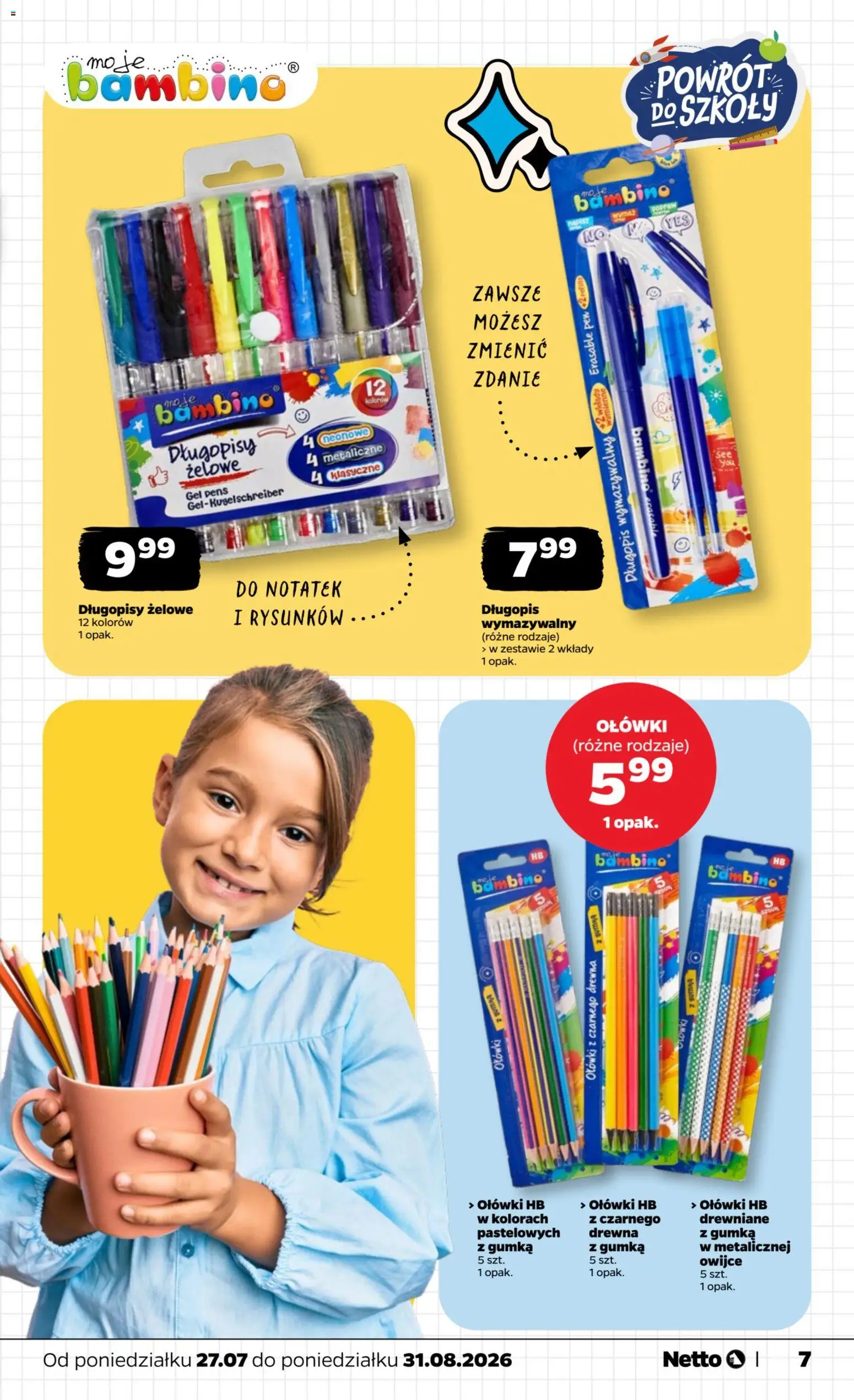 Netto gazetka - Powrót do szkoły od 27.07.2026 | Strona: 7 | Produkty: Długopisy