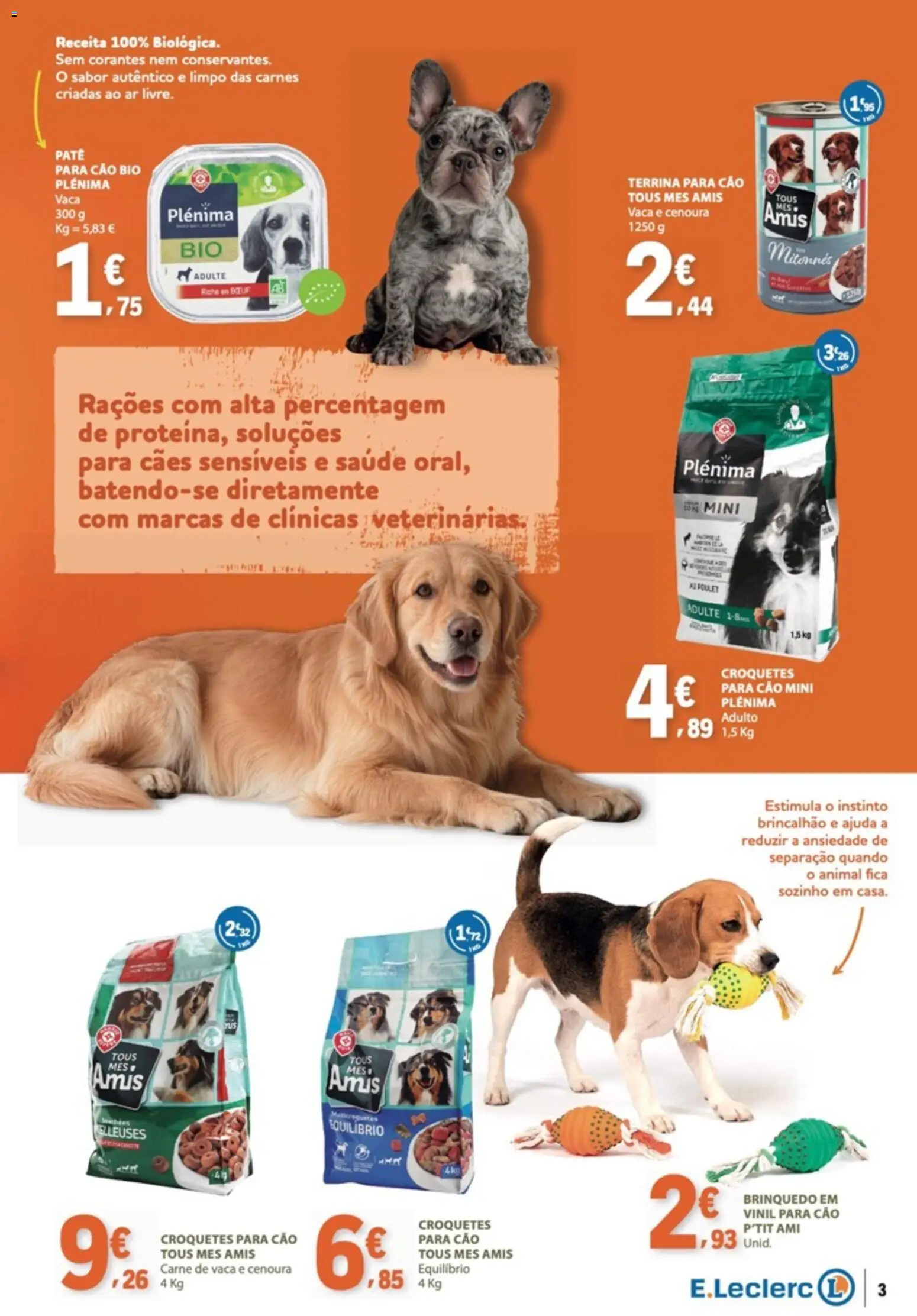 E.Leclerc folheto da Nossa Marca │ válido de 01/10/2026 | Página: 3 | Produtos: Croquetes, Carne, Cenoura, Patê