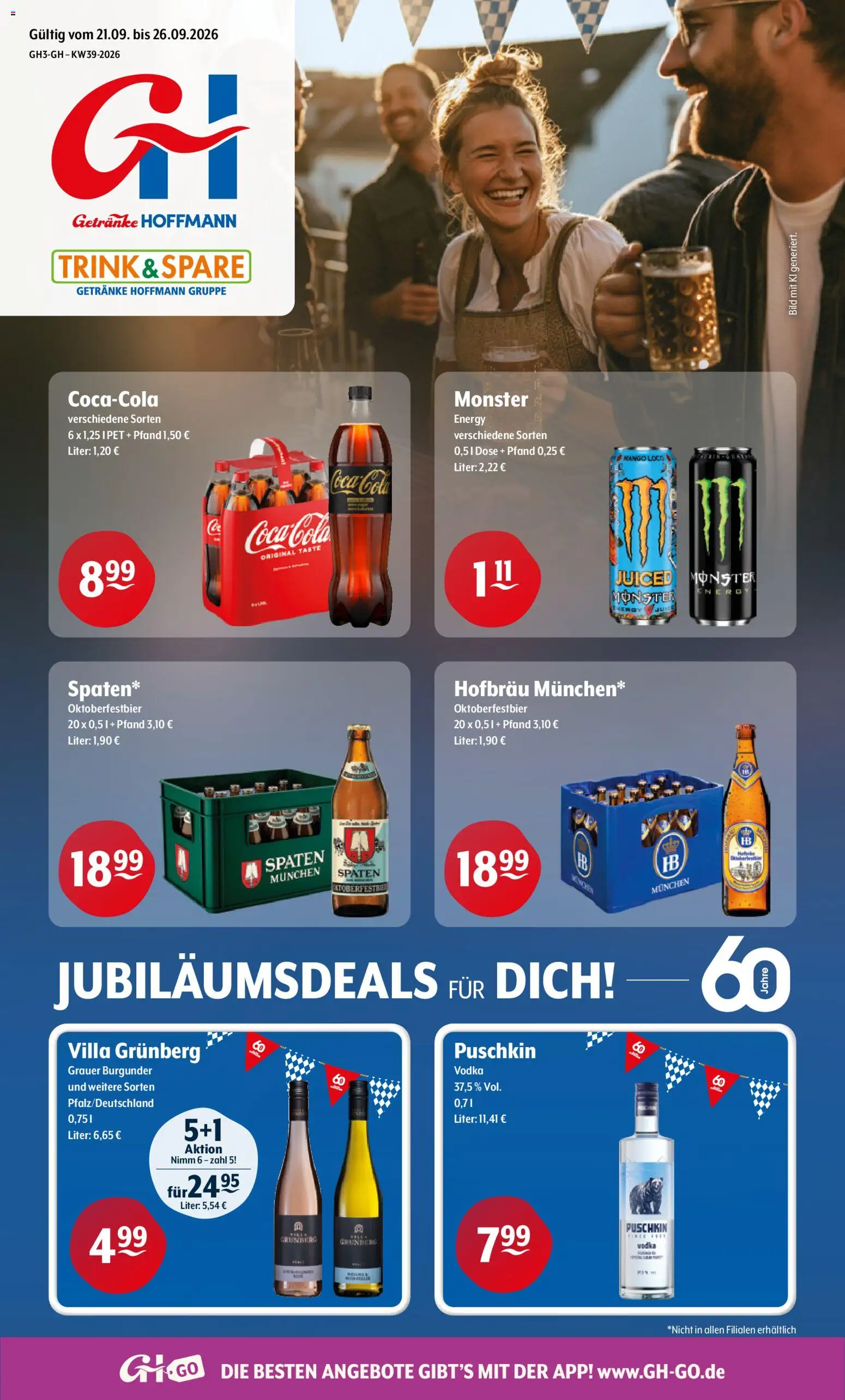 Trink und Spare Prospekt – gültig ab 21.09.2026 | Seite: 1 | Produkte: Coca cola, Cola, Energy, Vodka