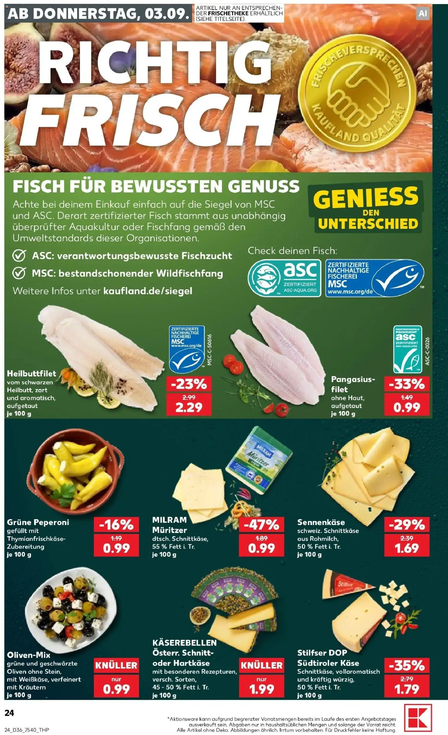 Prospekt Kaufland ab 31.08.2026 » Angebote Online zum Blättern | Seite: 33 | Produkte: Käse, Fisch, Milram