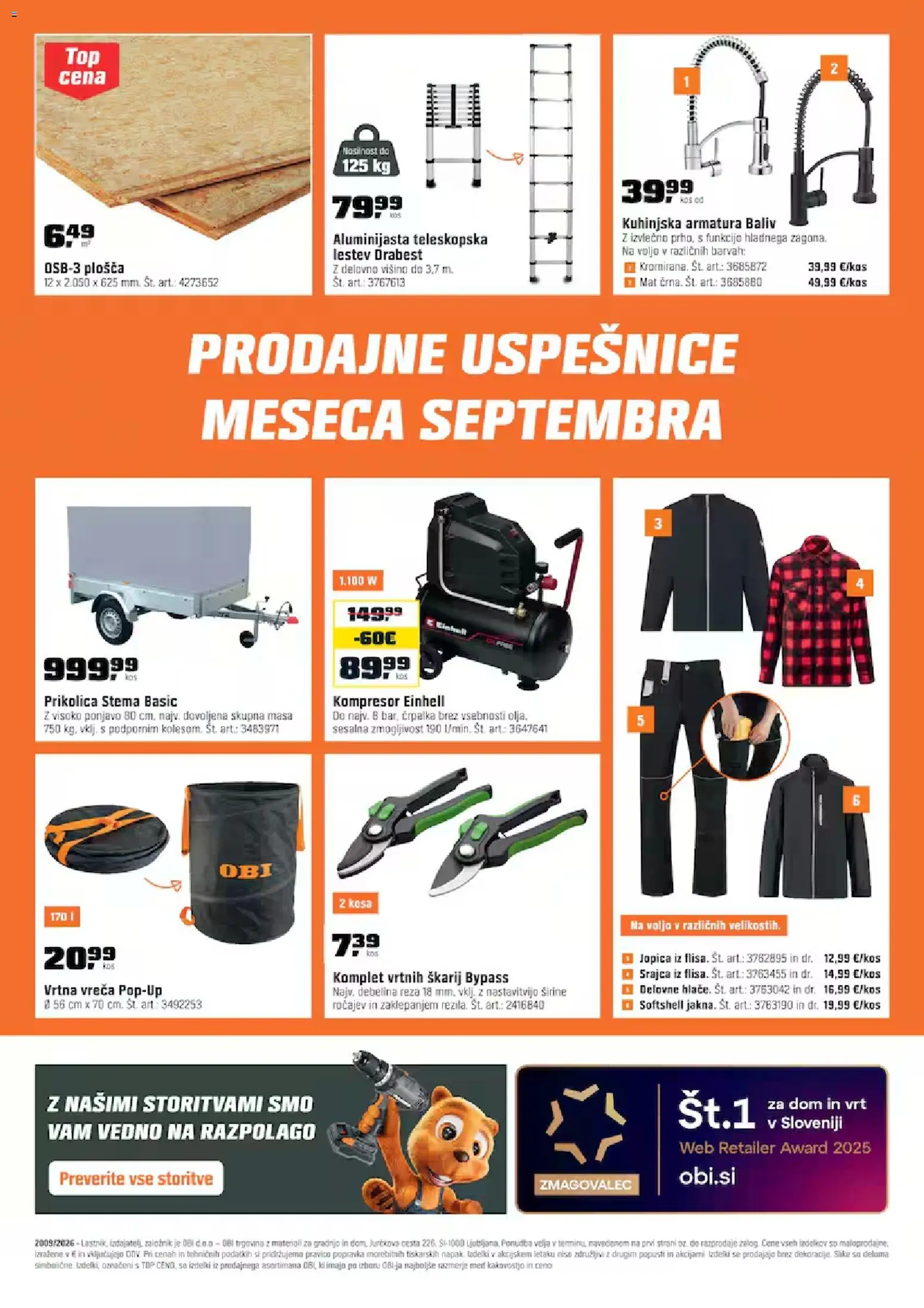Novi OBI katalog ponudbe – veljaven od 02.09.2026 | Stran: 22 | Izdelki: Črpalka, Srajca, Kos, Jopica