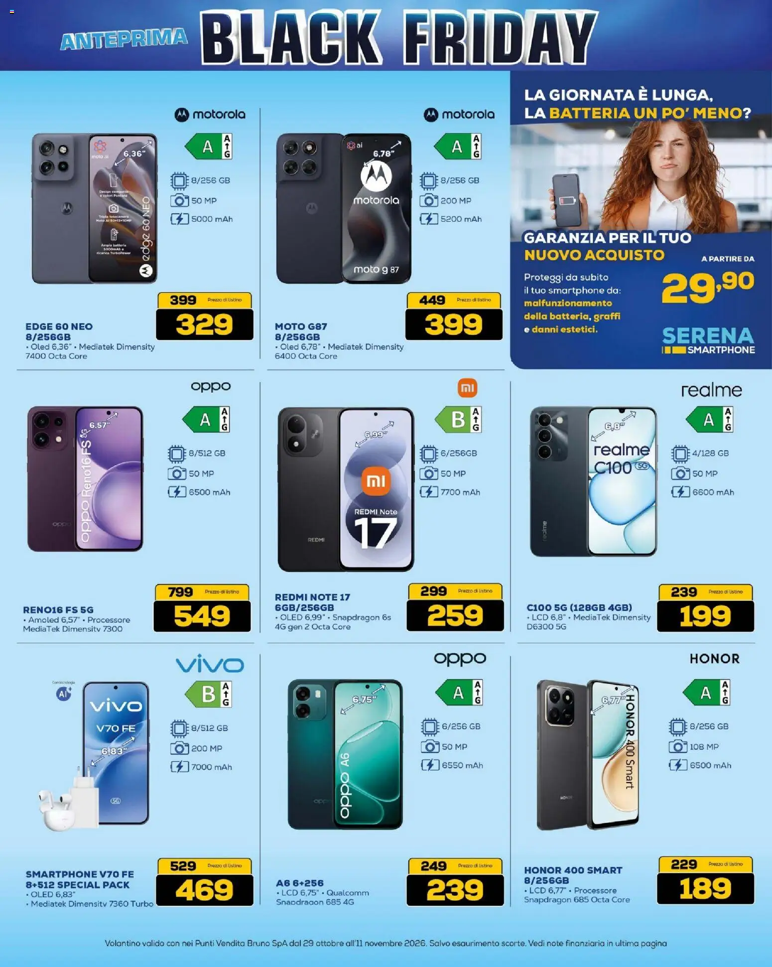 Volantino BRUNO del 29/10/2026 | Pagina: 11 | Prodotti: Smartphone, Fotocamera, Batteria