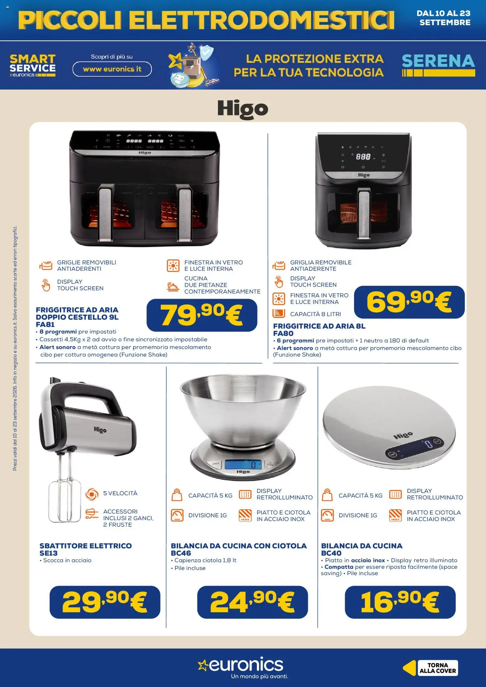 Volantino Euronics del 10/09/2026 | Pagina: 24 | Prodotti: Sbattitore, Bilancia, Friggitrice, Ciotola