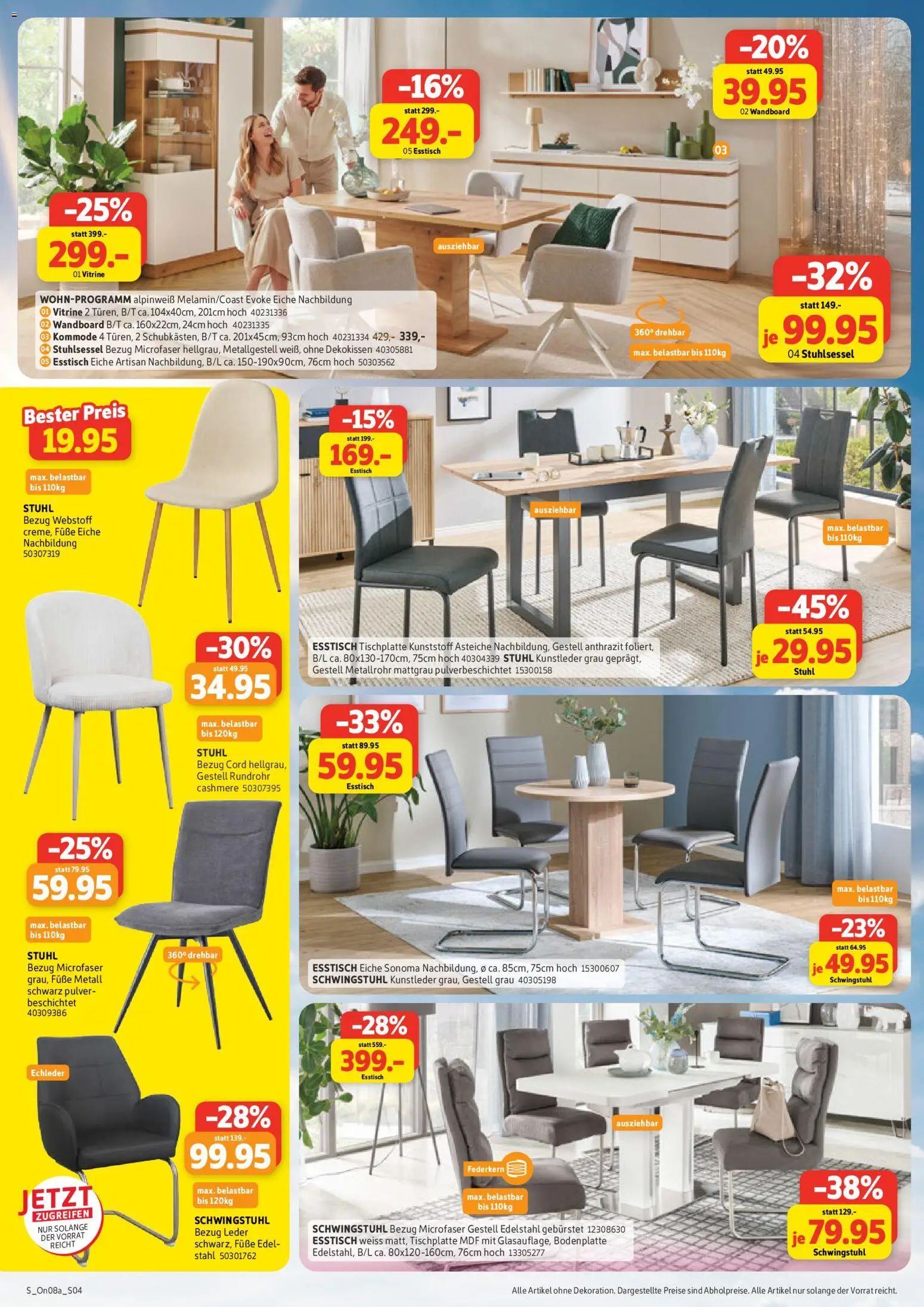 Sconto Prospekt – gültig ab 12.08.2026 | Seite: 4 | Produkte: Wandboard, Esstisch, Vitrine, Kommode