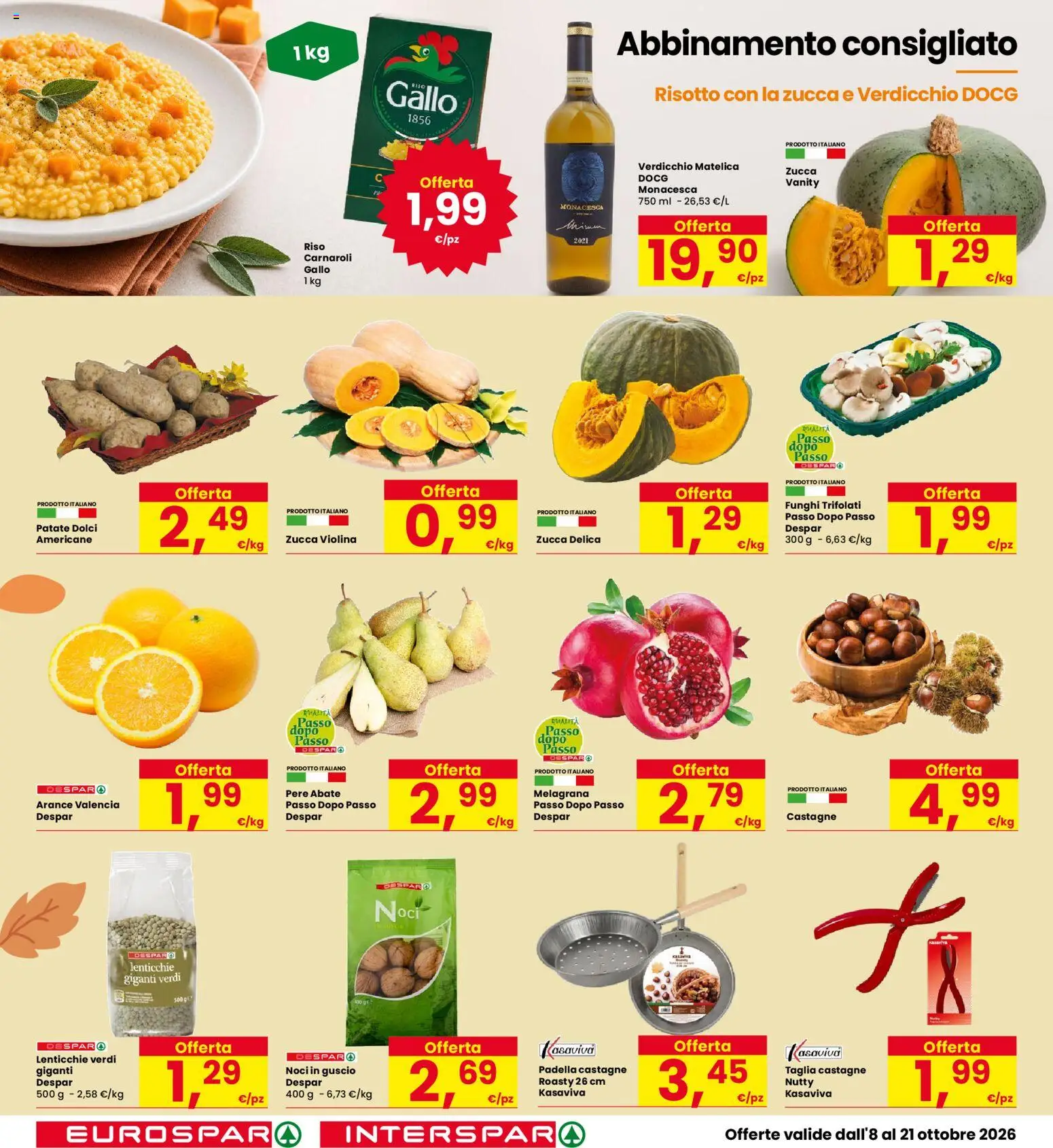 Volantino Eurospar del 08/10/2026 | Pagina: 12 | Prodotti: Pere, Lenticchie, Funghi, Patate dolci
