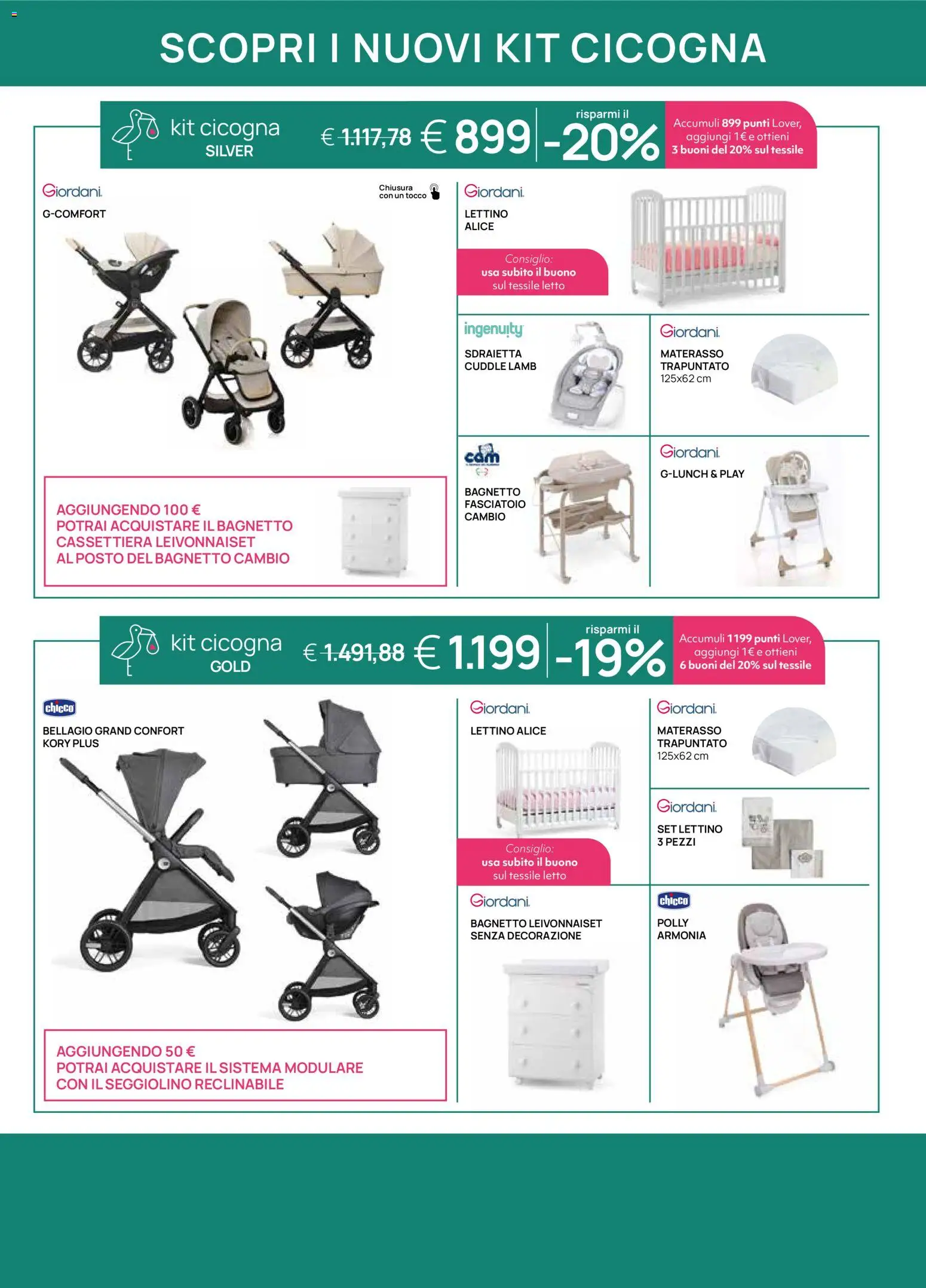 Volantino Prenatal del 12.03.2026 | Pagina: 30 | Prodotti: Lettino, Bagnetto, Cassettiera, Fasciatoio