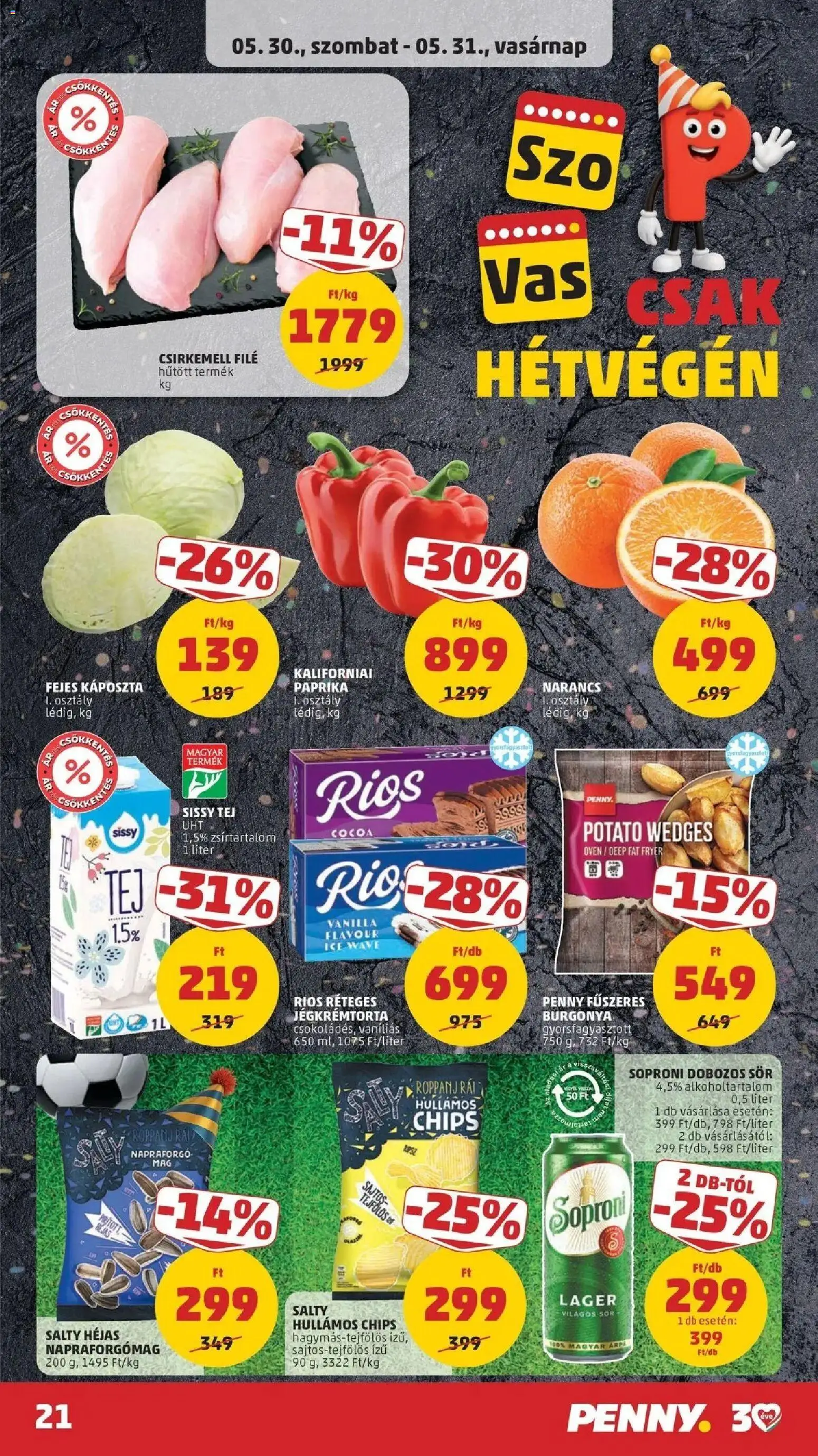 PENNY akciós ujság - amely érvényes a következő dátumtól: 28.05.2026 | Oldal: 21 | Termékek: Jégkrémtorta, Margarin, Dobozos sör, Sör