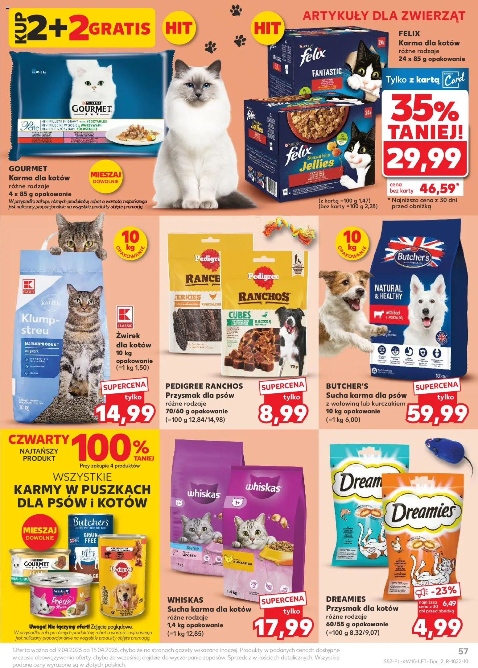 Kaufland gazetka od 09.04.2026 | Strona: 57 | Produkty: Karta, Kaczka, Pedigree, Wołowina