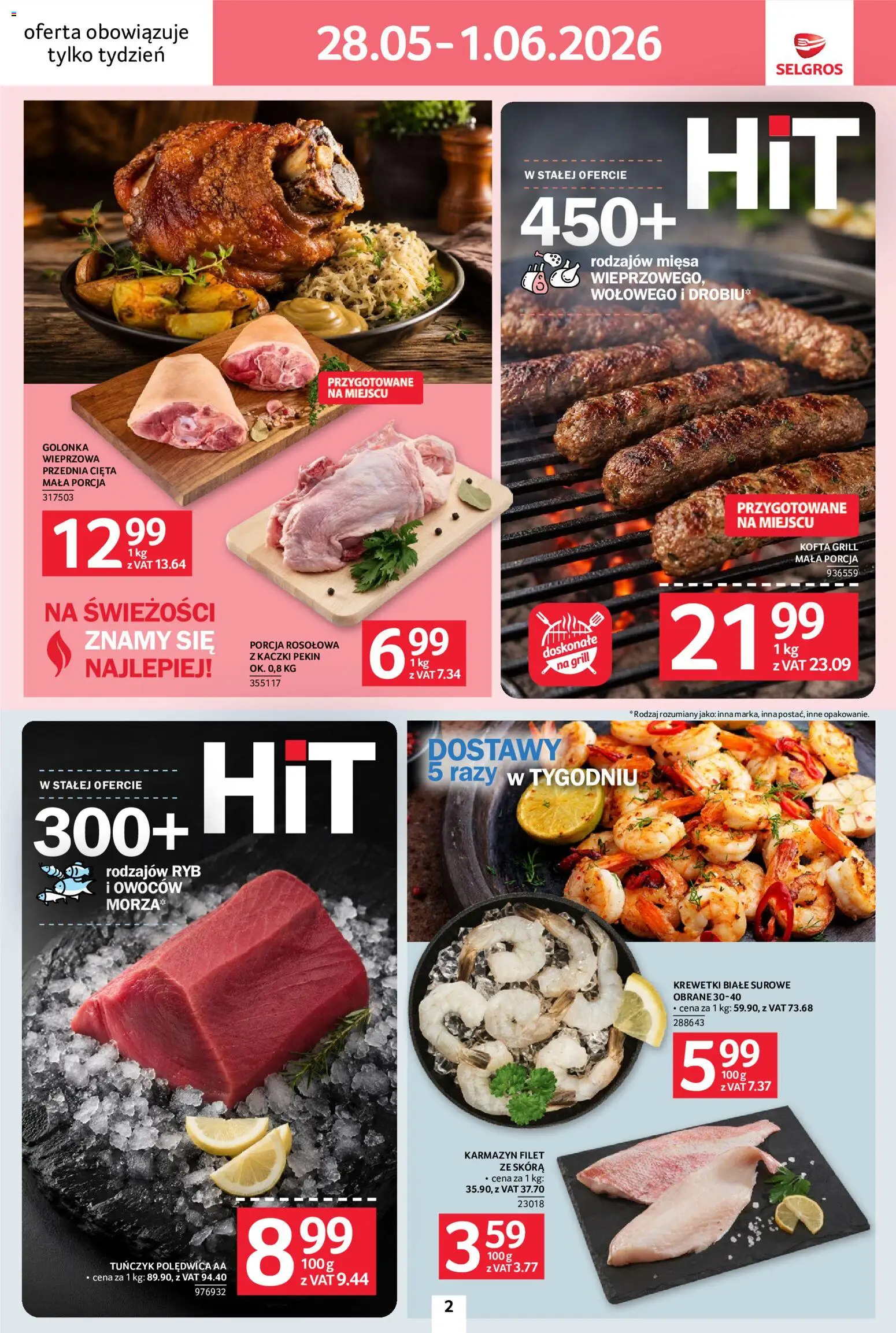 Selgros cash&carry gazetka - Jeszcze więcej super promocji od 28.05.2026 | Strona: 2 | Produkty: Krewetki, Golonka wieprzowa, Krewetki białe, Tuńczyk