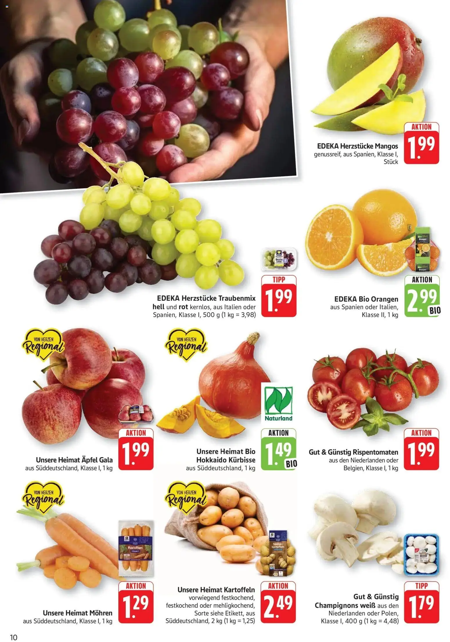 Edeka Prospekt Kröppen (ab 26.10.2026) » Angebote Online | Seite: 10 | Produkte: Äpfel, Orangen, Mohren, Champignons