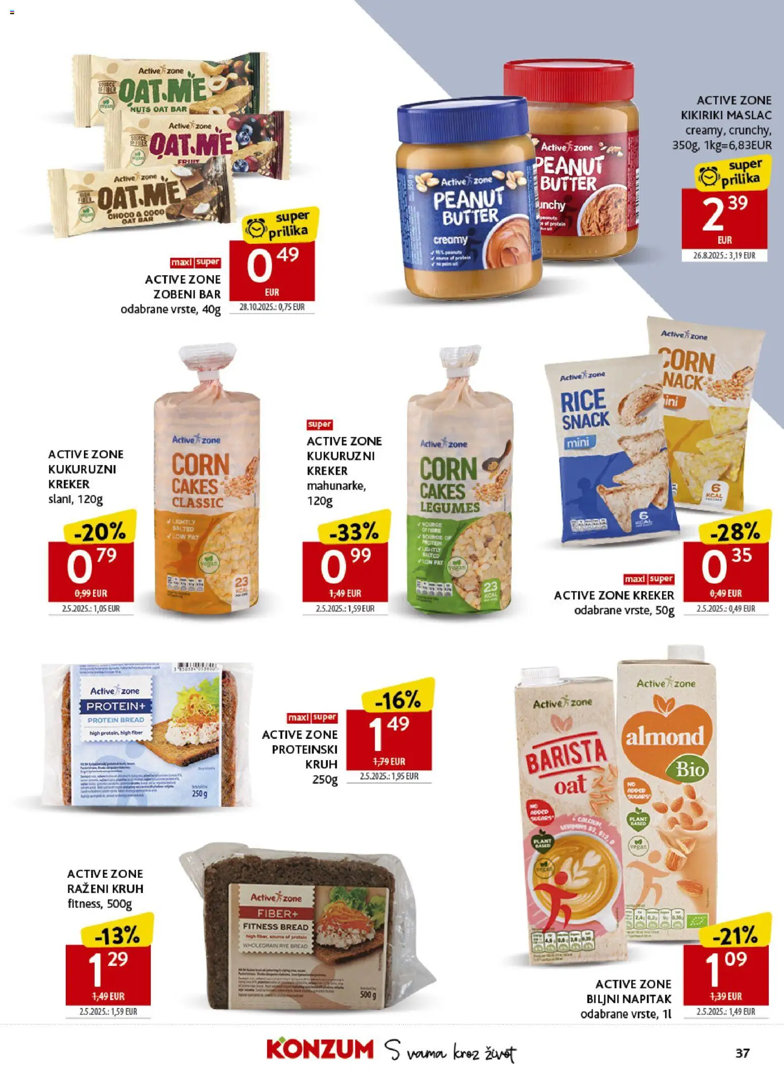 Konzum katalog | vrijedi od 23.09.2026 | Stranica: 37 | Proizvodi: Protein, Biljni napitak, Maslac, Razeni kruh