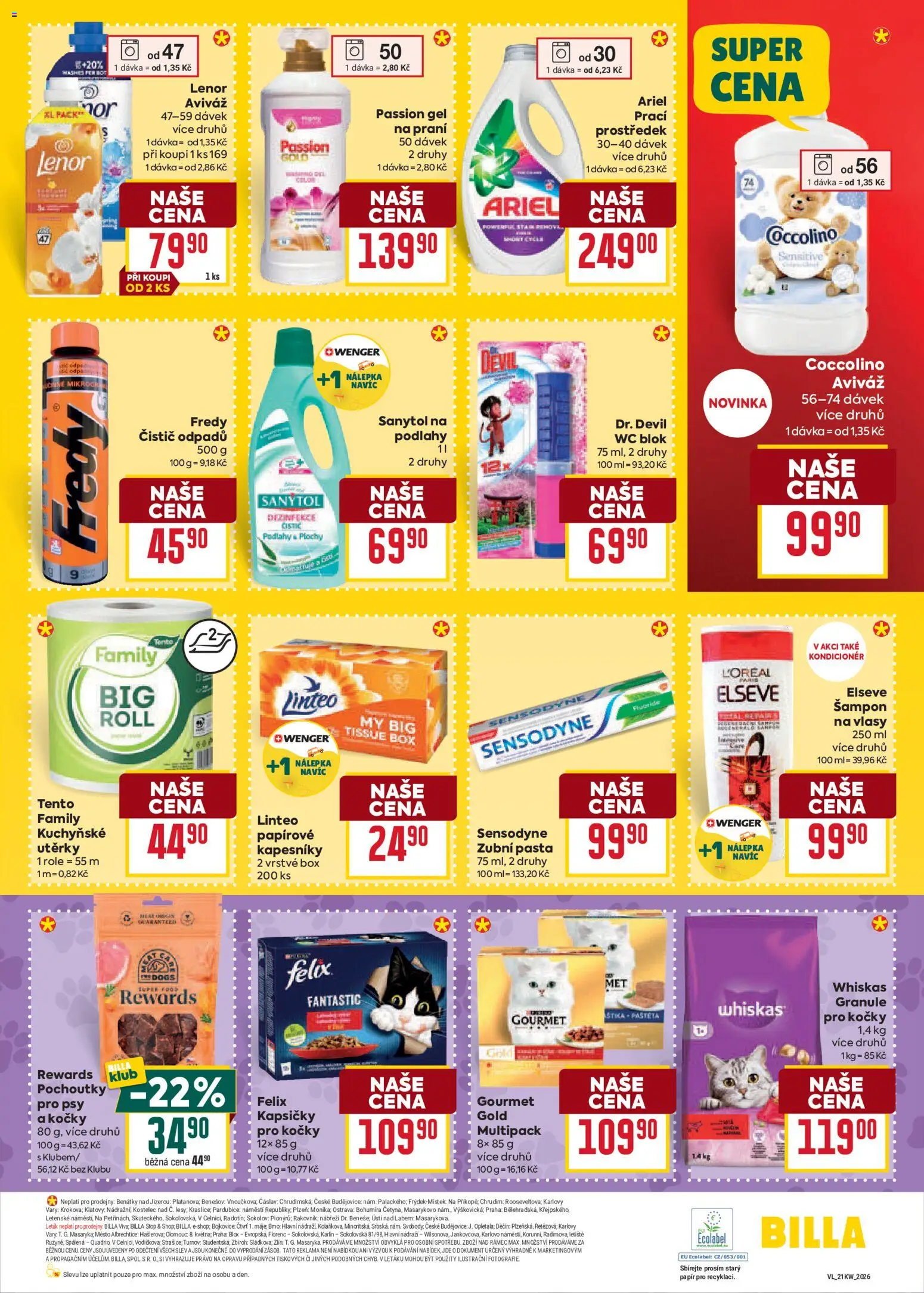 Billa Velký leták od 20.05.2026 | Strana: 25 | Produkty: Box, Whiskas, Blok, Wenger