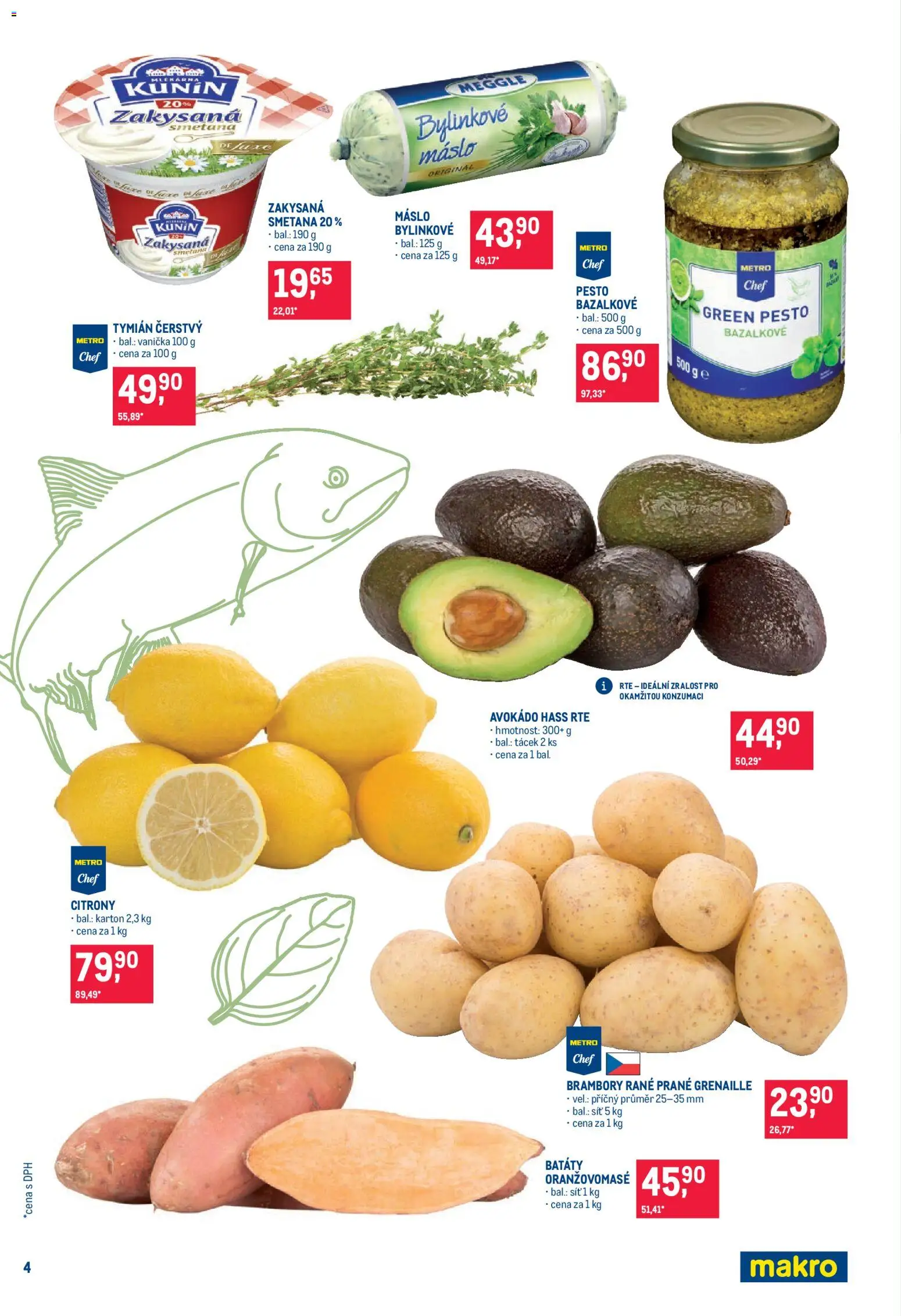 Makro leták - Pro milovníky jídla od 12.08.2026 | Strana: 4 | Produkty: Máslo, Batáty, Pesto, Avokádo