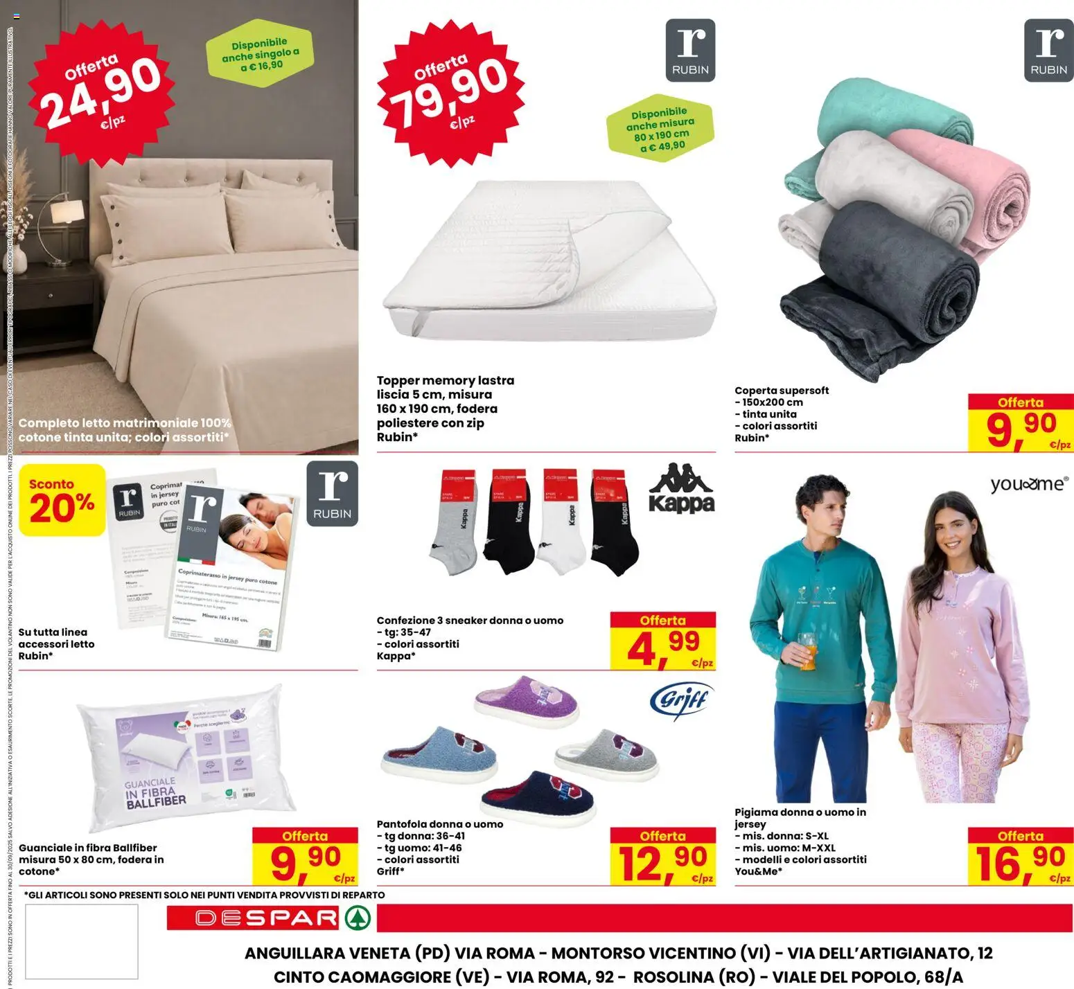 Volantino Despar del 17/09/2026 | Pagina: 24 | Prodotti: Letto matrimoniale, Letto, Coperta, Coprimaterasso