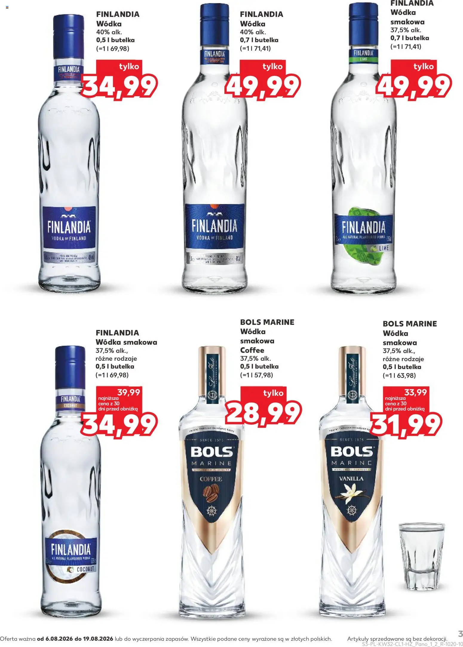 Kaufland Polsko leták - Barek od 06.08.2026 | Strana: 3 | Produkty: Vodka, Finlandia vodka