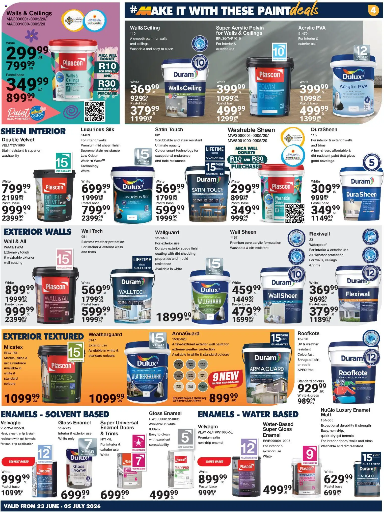 New MICA catalogue – valid from 23/06/2026 | Page: 4 | Products: Gloss, Polvin, Enamel, Water