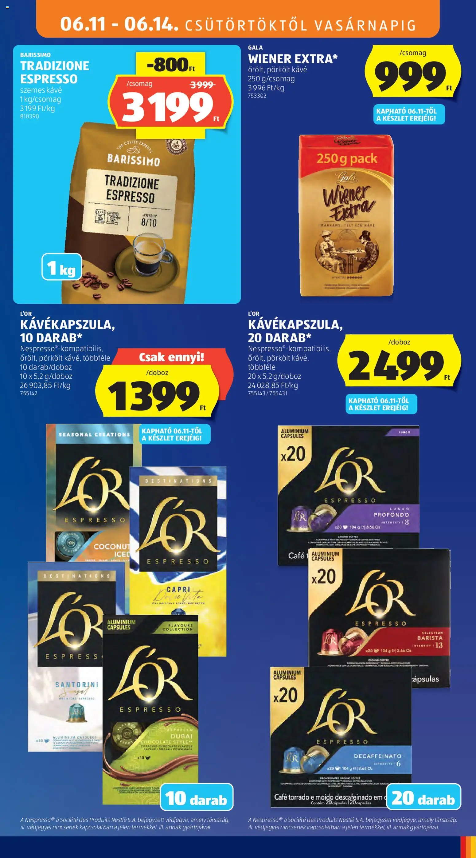 Aldi akciós ujság - amely érvényes a következő dátumtól: 11.06.2026 | Oldal: 15 | Termékek: Kávé, Szemes kávé