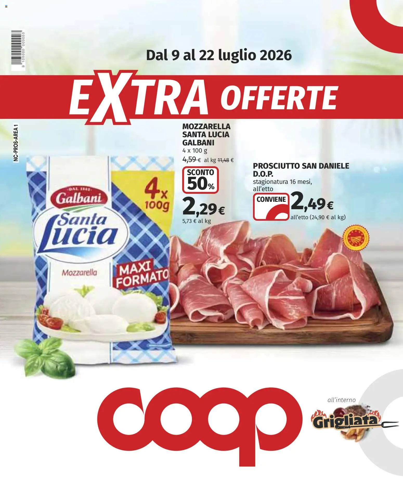 Volantino COOP del 09/07/2026 | Pagina: 1 | Prodotti: Mozzarella, Prosciutto