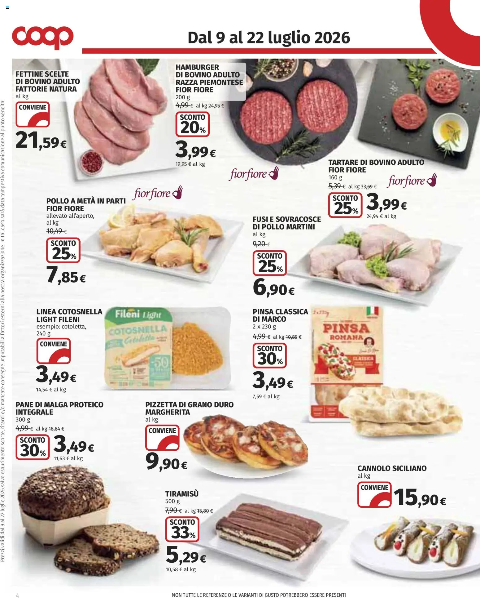 Volantino COOP del 09/07/2026 | Pagina: 4 | Prodotti: Bovino, Pane, Pollo, Data