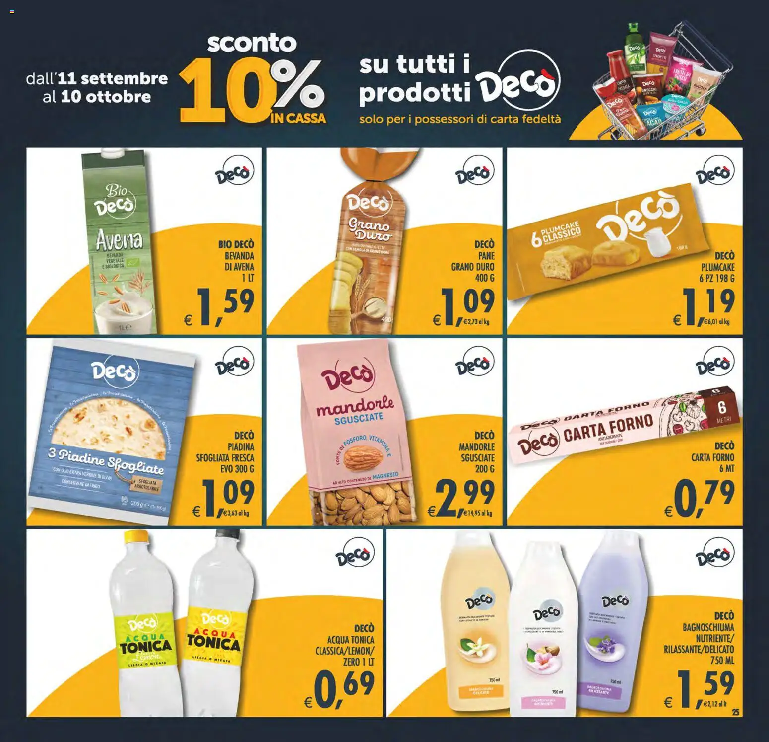 Volantino Decò del 22/09/2026 | Pagina: 25 | Prodotti: Olio, Piadina, Forno, Gnocchi