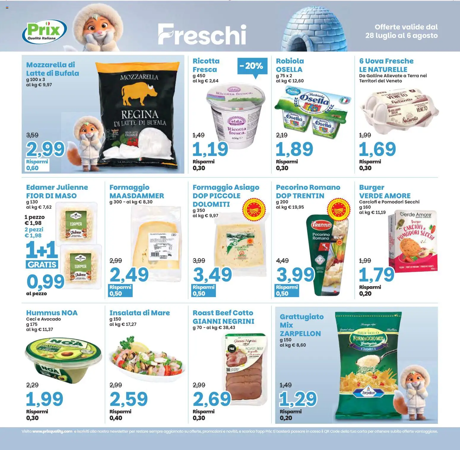 Volantino Prix del 28/07/2026 | Pagina: 12 | Prodotti: Uova, Insalata, Pecorino Romano, Pomodori secchi