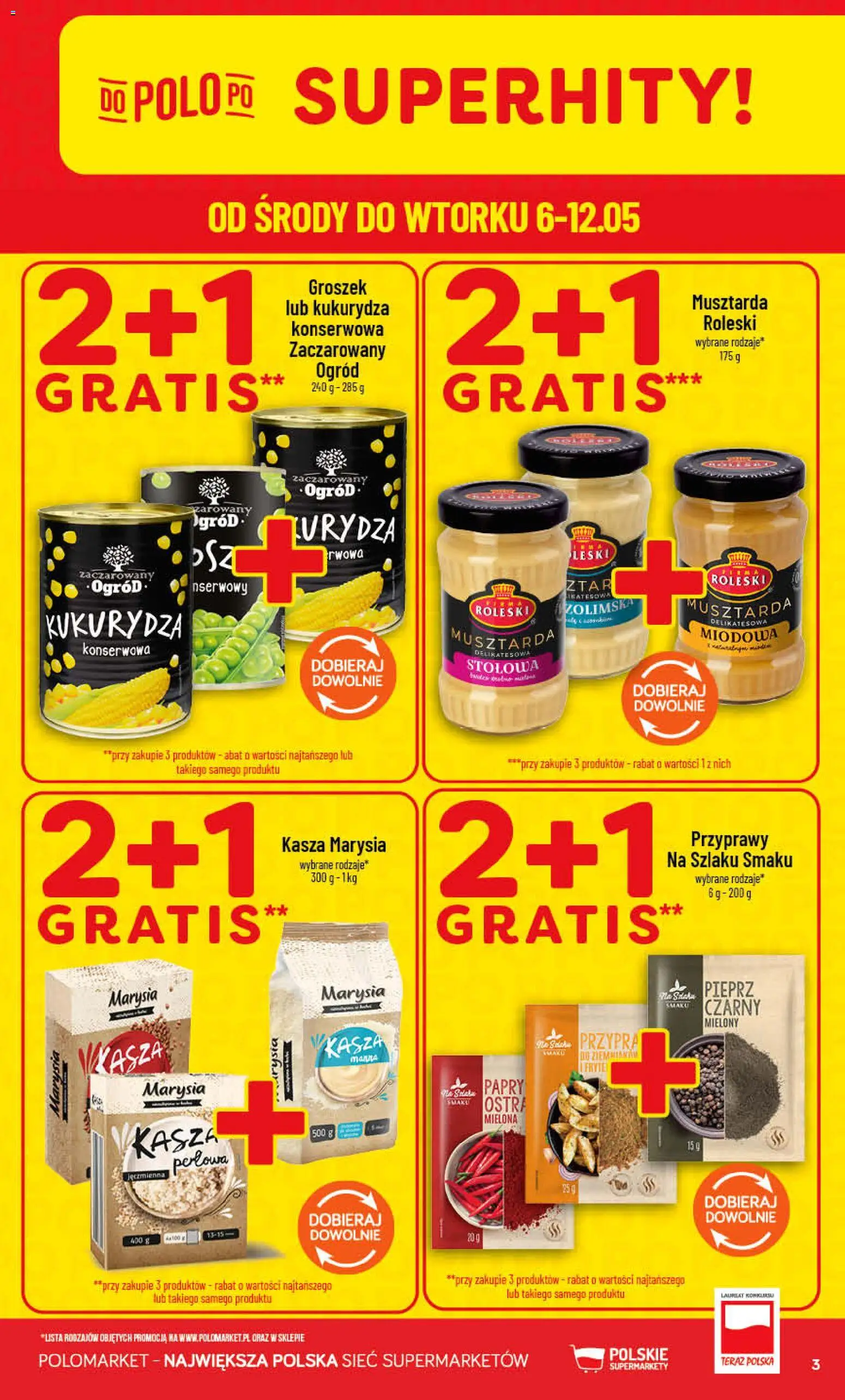 POLOmarket gazetka od 06.05.2026 | Strona: 3 | Produkty: Groszek, Kukurydza, Musztarda, Pieprz