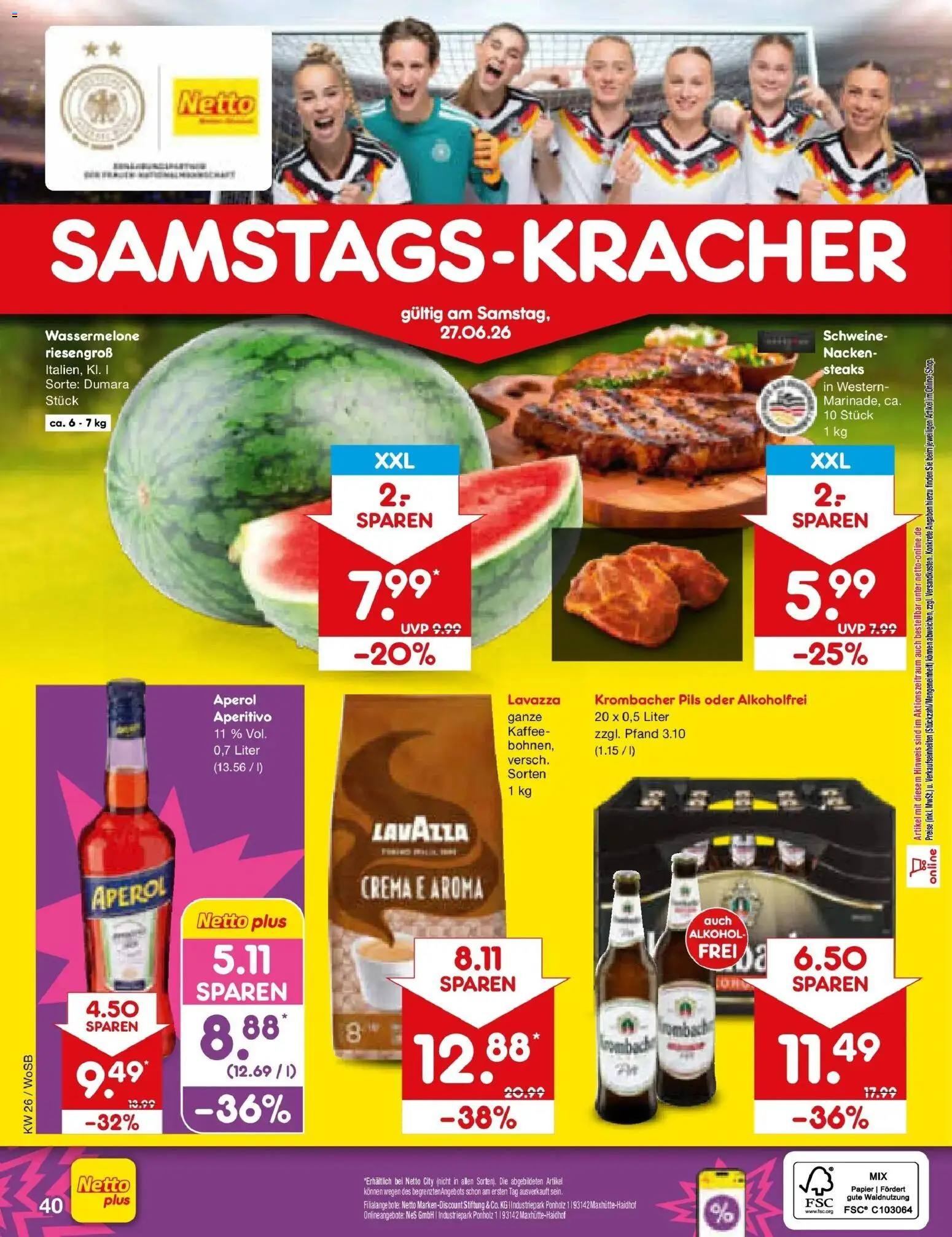 Netto Marken-Discount Prospekt Mannheim – gültig ab 22.06.2026 | Seite: 52 | Produkte: Lavazza, Kaffee, Krombacher, Aperol