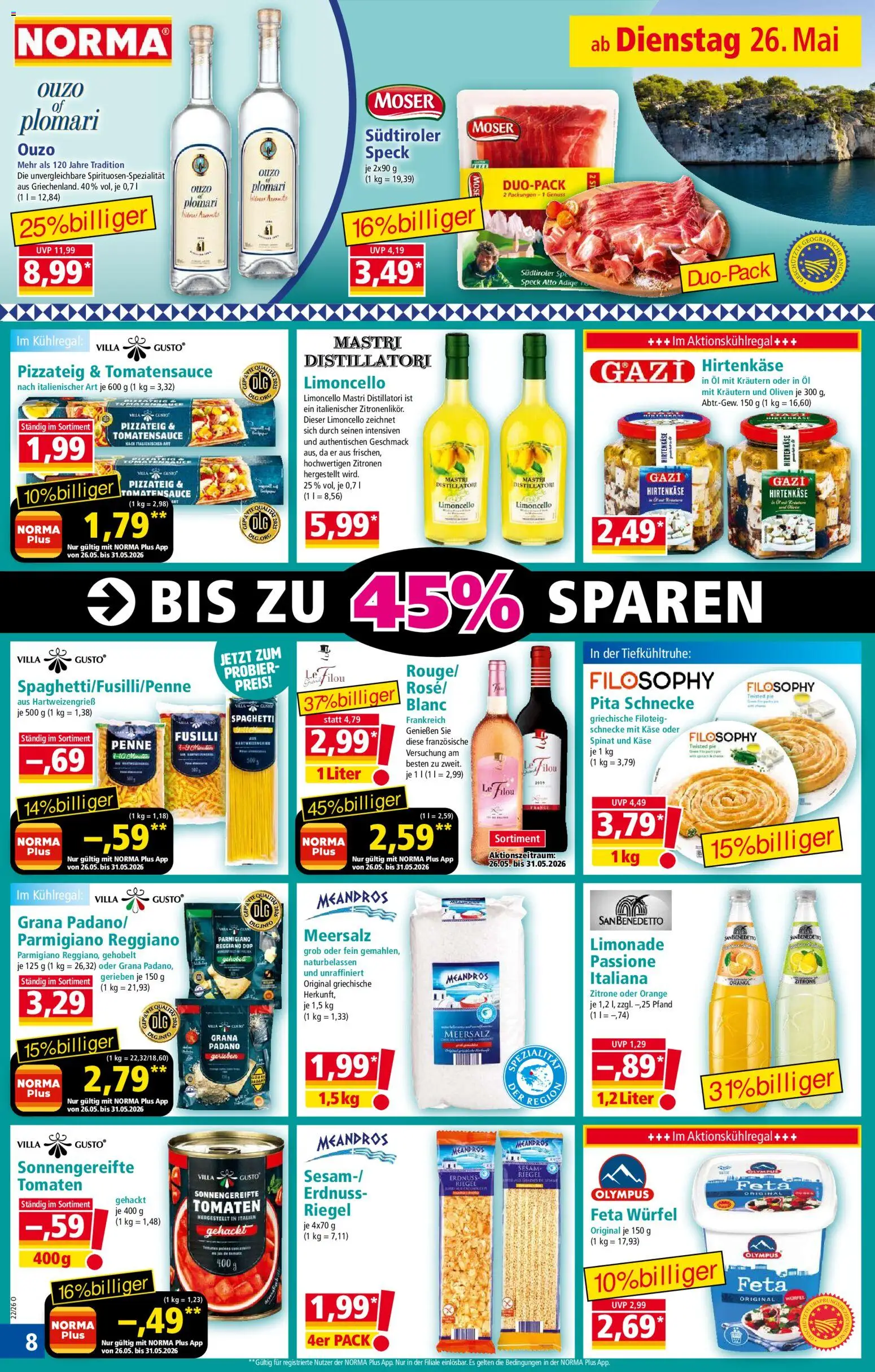 Norma Prospekt 	 – gültig ab 26.05.2026 | Seite: 8 | Produkte: Ouzo, Öl, Zitrone, Zitronen