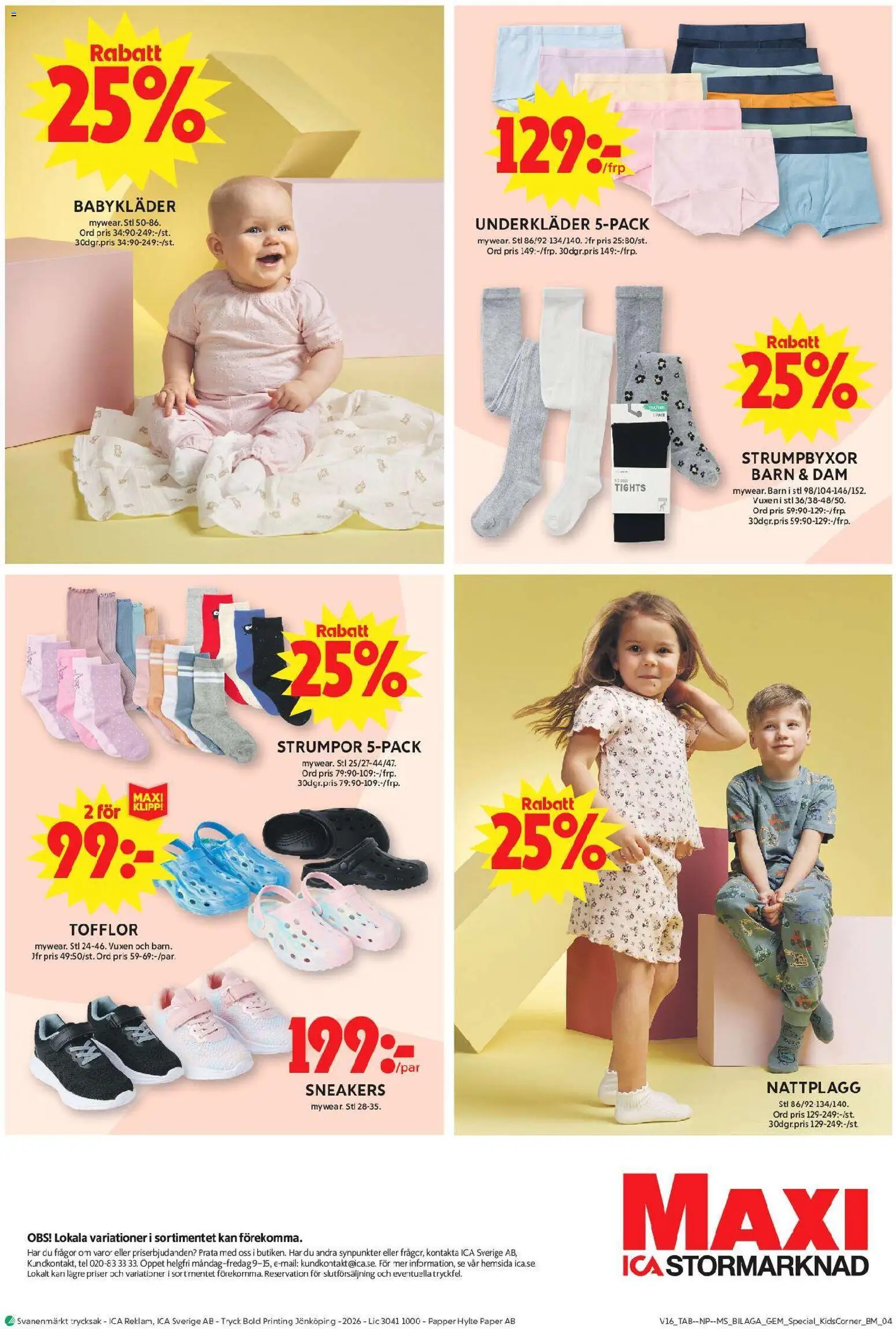 ICA Maxi reklamblad aktuell från 13.04.2026 | Sida: 15 | Produkter: Strumpor, Sneakers, Tofflor, Tights