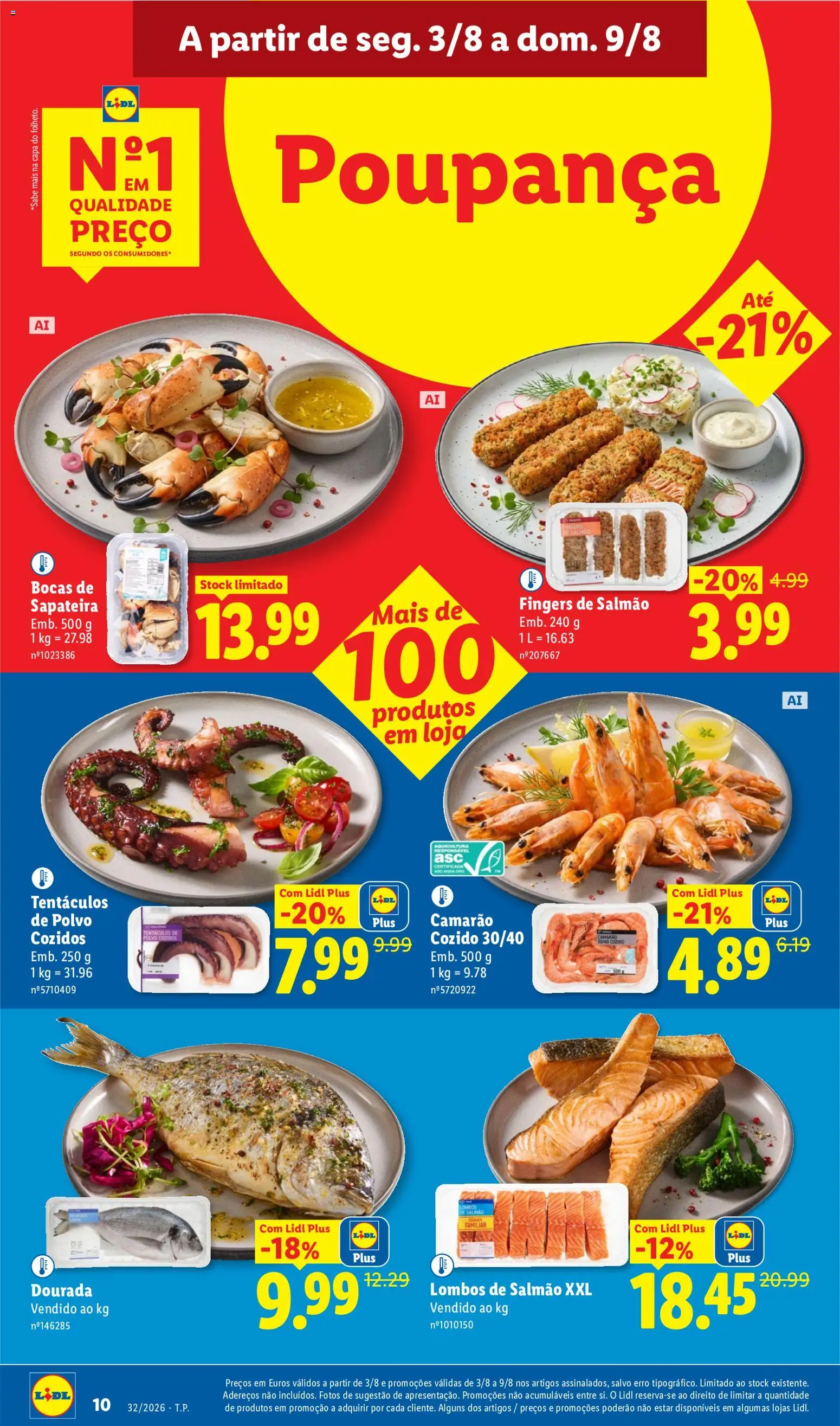 Lidl folheto │ válido de 03/08/2026 | Página: 10 | Produtos: Agua, Polvo, Sal, Salmão