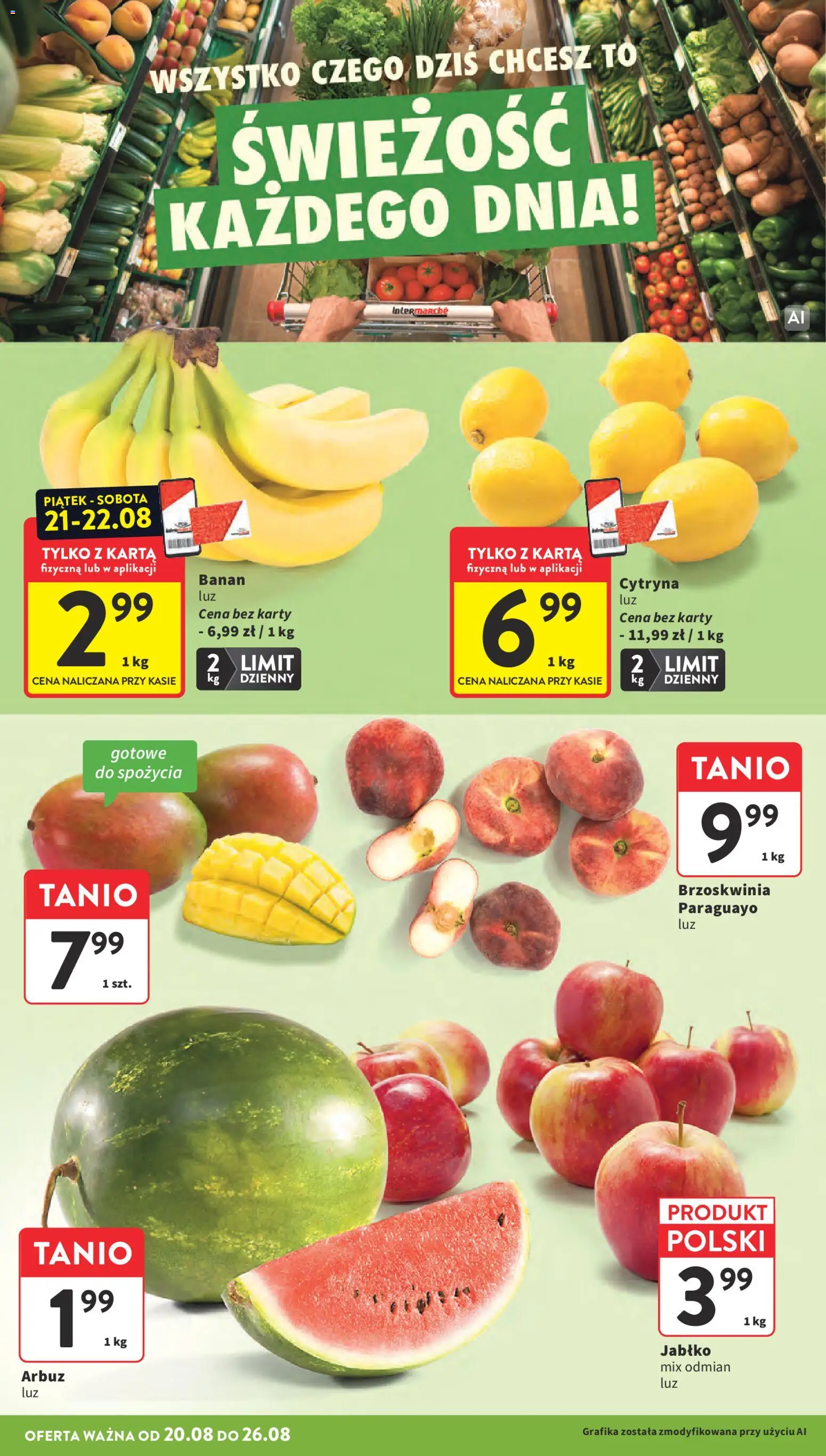 Intermarche gazetka od 20.08.2026 | Strona: 12 | Produkty: Cytryna, Karta, Arbuz, Banan