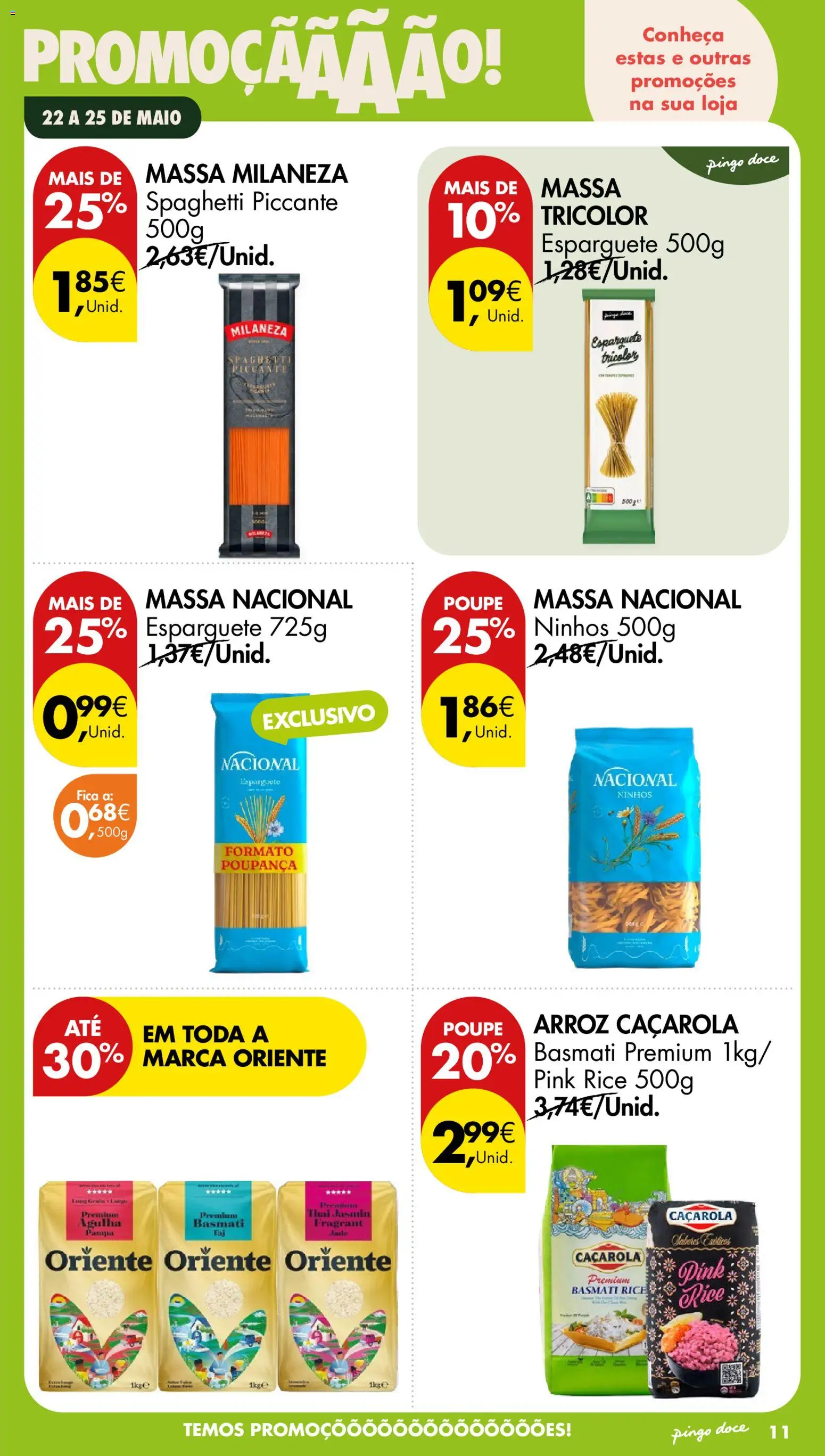 Pingo Doce Poupe este Fim de Semana │ válido de 22.05.2026 | Página: 11 | Produtos: Esparguete, Milaneza, Massa, Massa milaneza