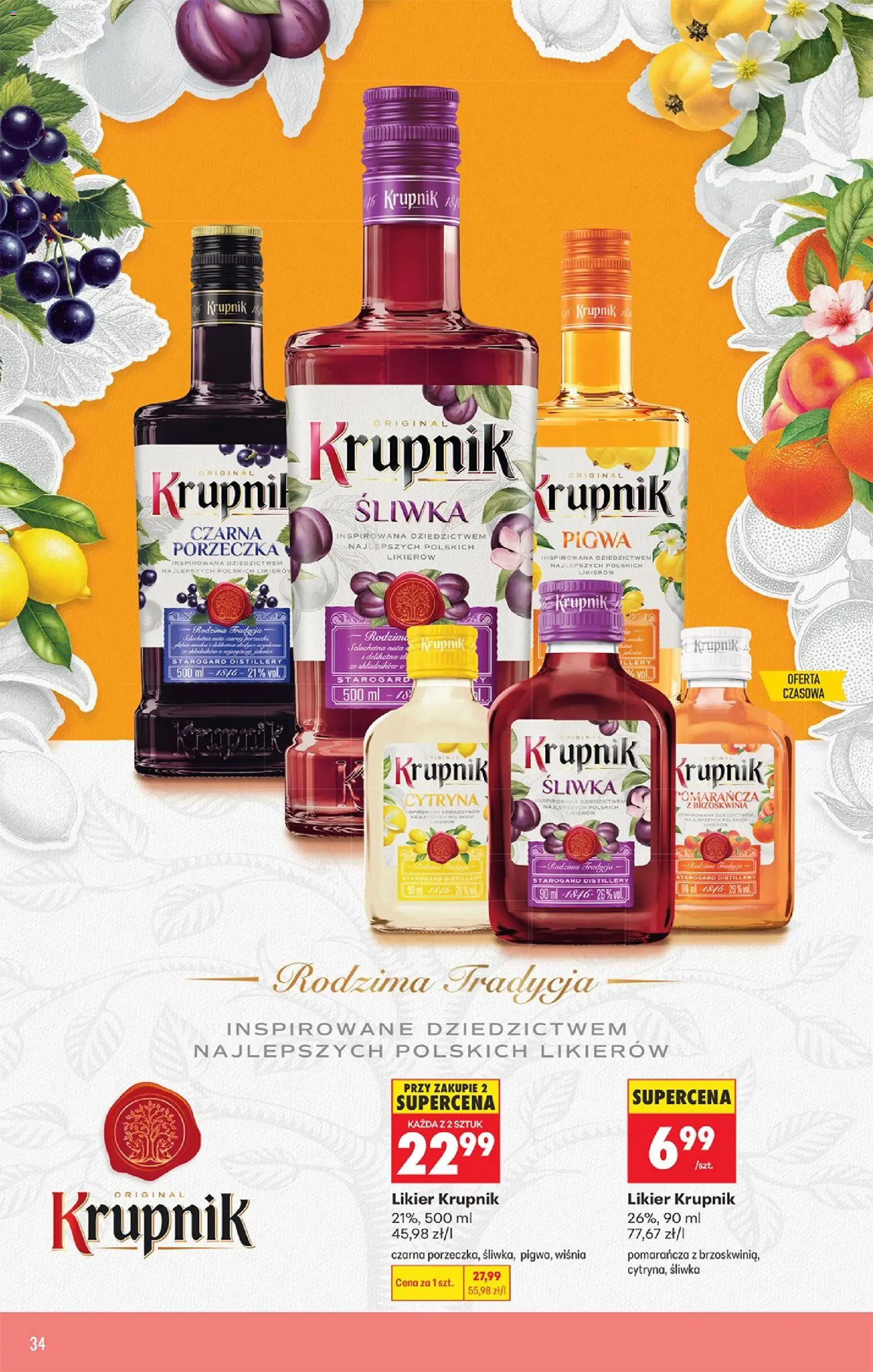 Biedronka gazetka - Czas na toast od 05.10.2026 | Strona: 34 | Produkty: Brzoskwinia, Pigwa, Krupnik, Porzeczka
