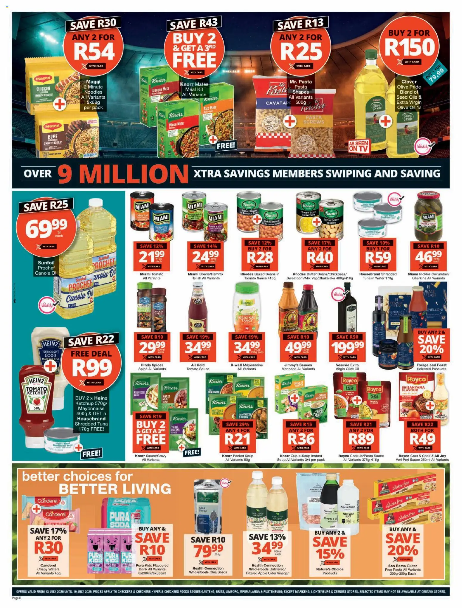 New Checkers catalogue – valid from 13/07/2026 | Page: 6 | Products: Light, Oil, Pasta, Sauce