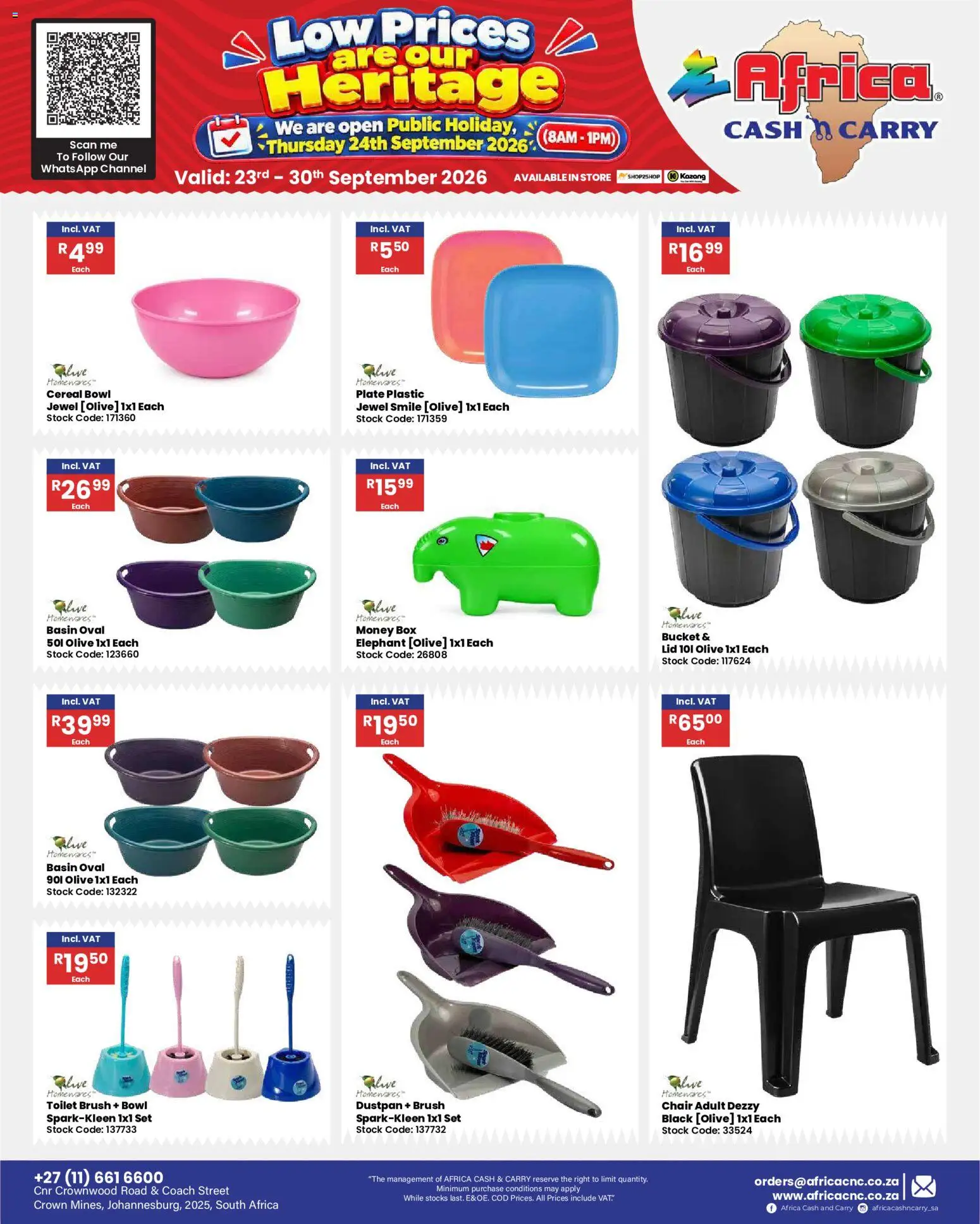 New Africa Cash & Carry catalogue – valid from 23/09/2026 | Page: 63 | Products: Box, Brush, Basin, Stock
