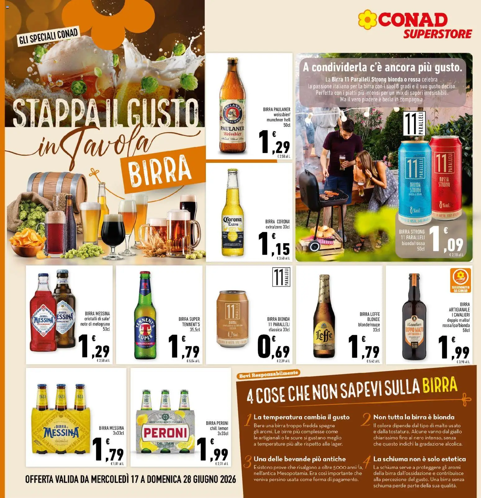 Volantino Conad del 17.06.2026 | Pagina: 12 | Prodotti: Tennent's, Birra, Sale, Birra messina