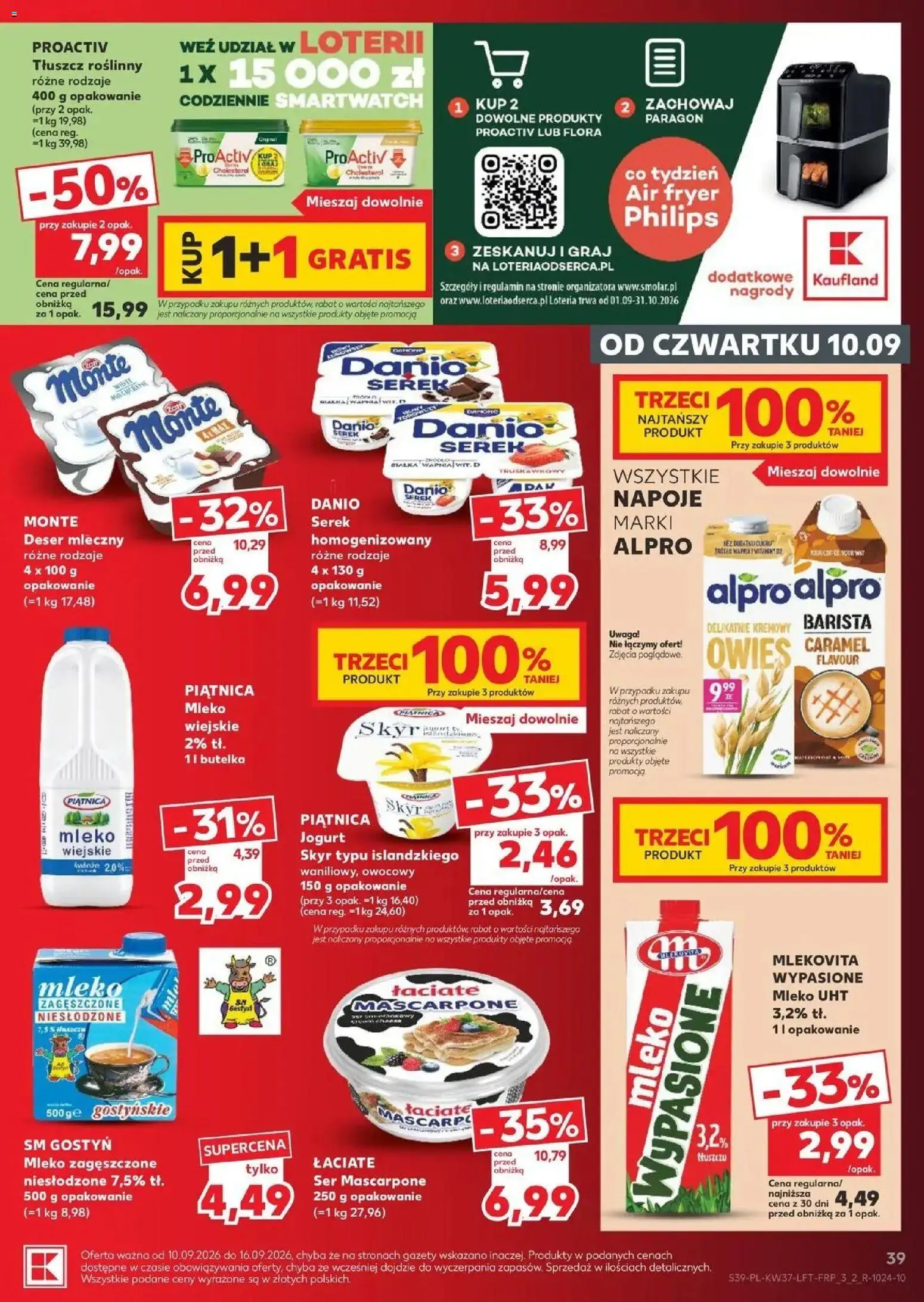 Kaufland gazetka od 10.09.2026 - od jutra PDF | Strona: 39 | Produkty: Serek, Napoje, Deser, Ser mascarpone