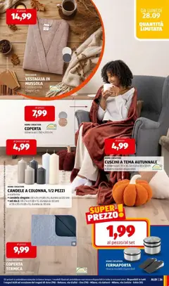 Anteprima del volantino Aldi volantino valido a partire dal 28/09/2026 | Pagina: 29 | Prodotti: Fermaporta, Candele, Coperta, Candela