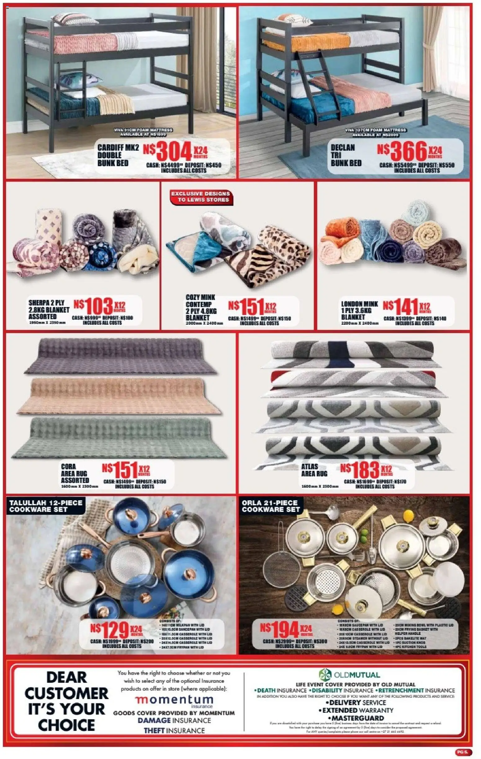 New Lewis Stores catalogue – valid from 06/07/2026 | Page: 5 | Products: Rug, Bed, Double bunk, Foam