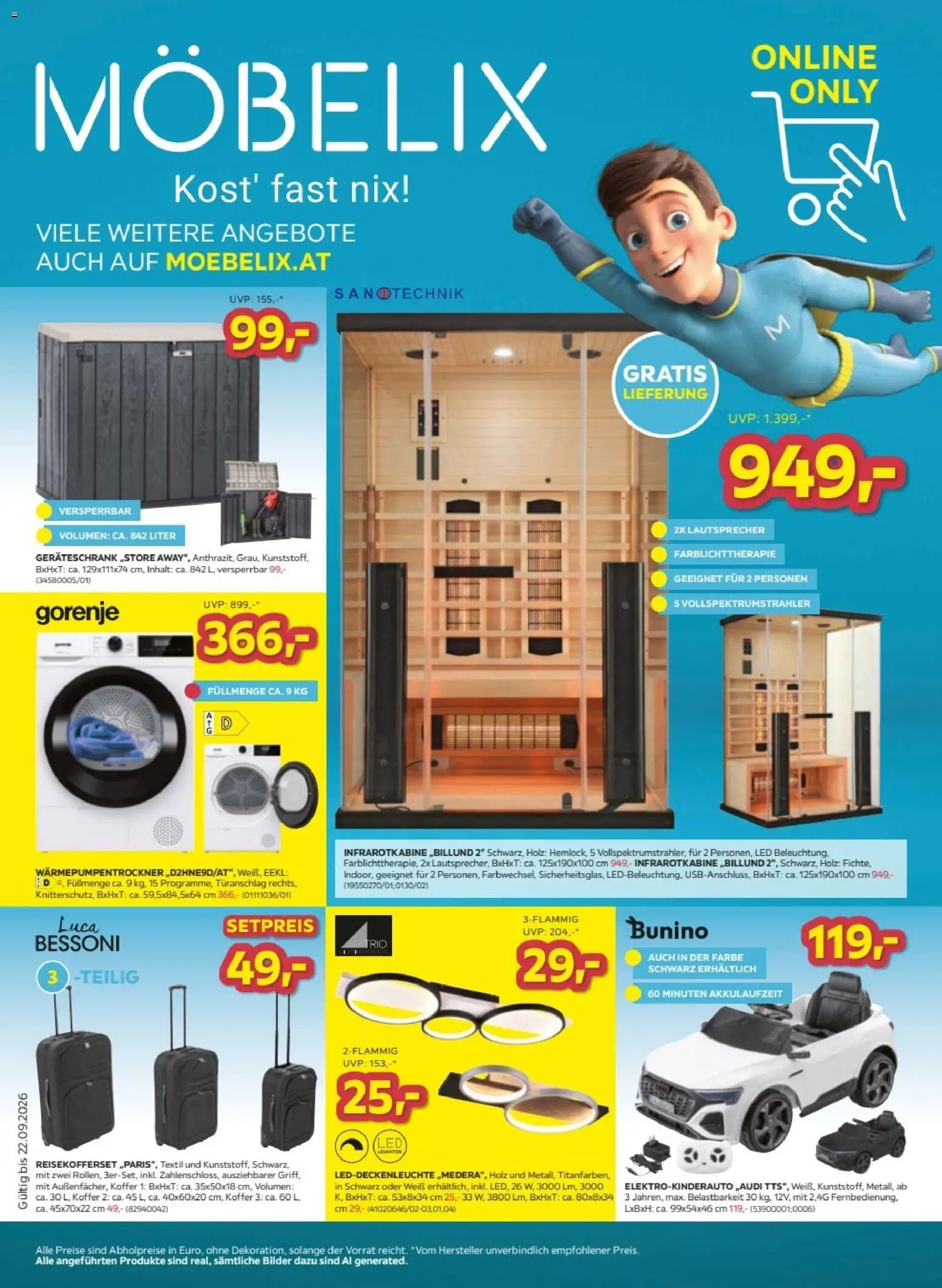 Möbelix Online Deals gültig ab 08.09.2026 | Seite: 1 | Produkte: Koffer, Lautsprecher