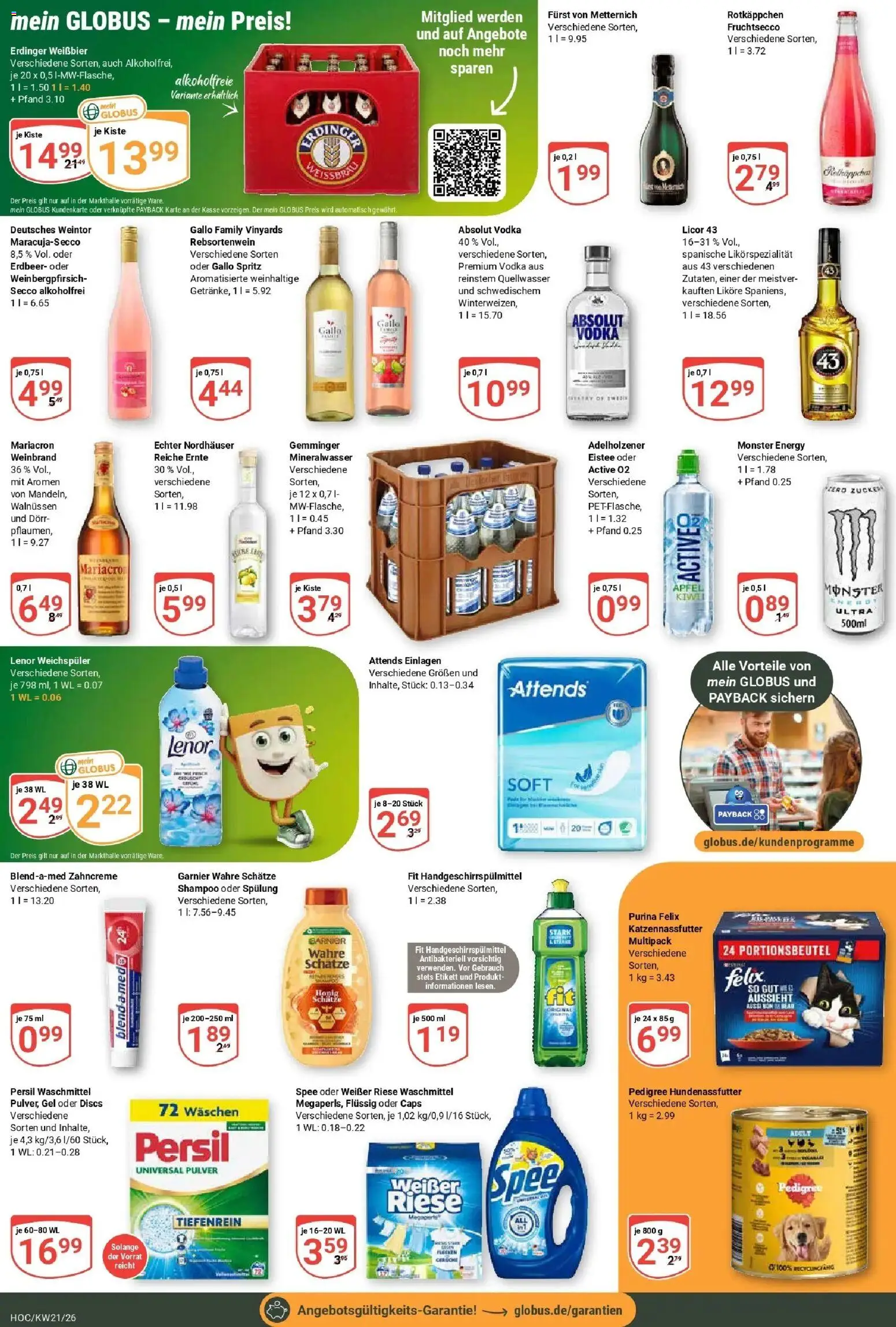 Globus Prospekt Hockenheim – gültig ab 17.05.2026 | Seite: 3 | Produkte: Adelholzener, Fruchtsecco, Monster, Waschmittel