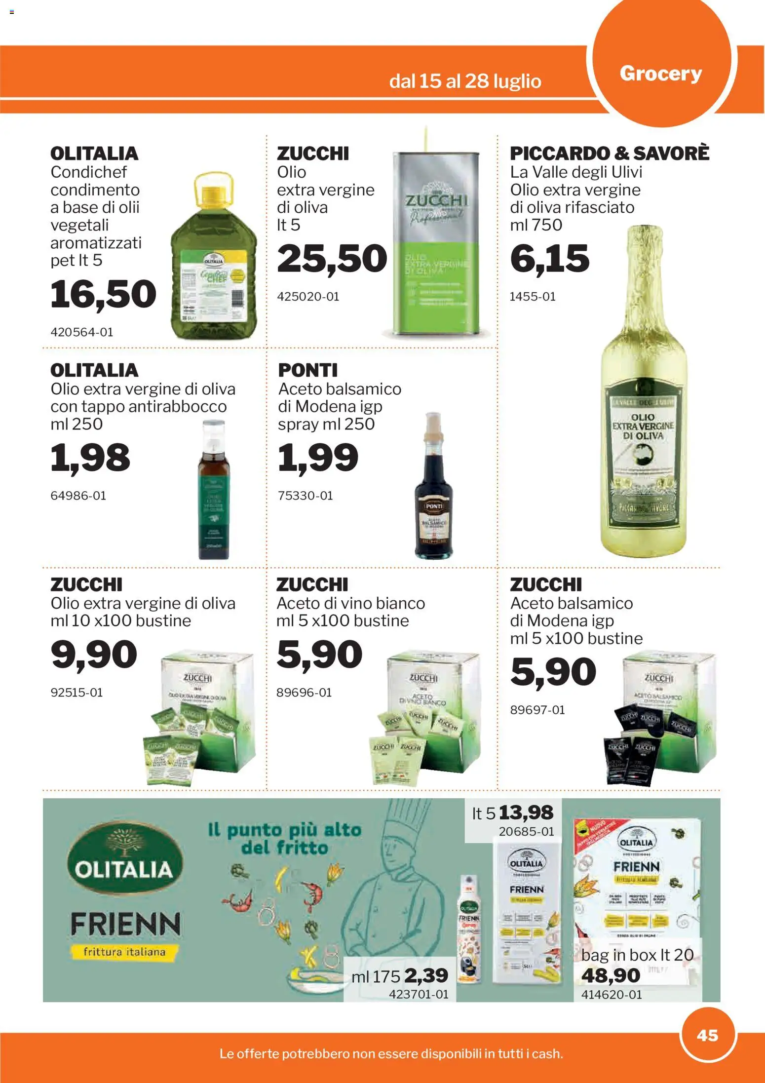 Volantino Sogegross del 15/07/2026 | Pagina: 45 | Prodotti: Olio, Vino, Aceto, Vino bianco